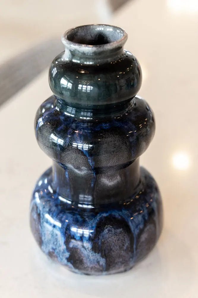 Large Decorative Vase for Home Decor - Handcrafted Ceramic Floor Vase in Black, Blue, Pink & Purple - Perfect for Living Room, Bedroom or Entryway