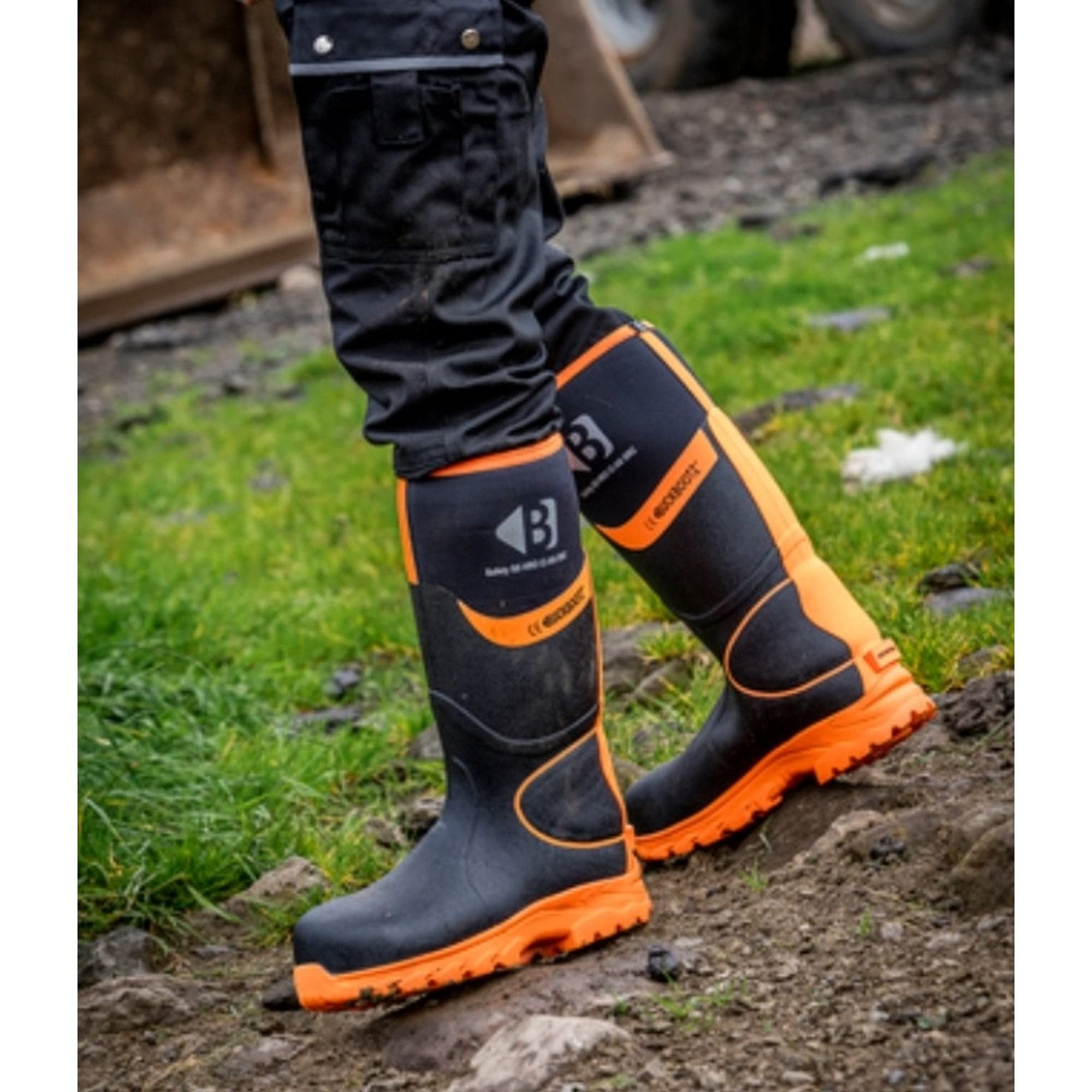 Buckbootz BBZ6000BK Black Waterproof Safety Wellington Boots for Men & Women - Heavy Duty Work Boots for Construction, Farming, and Outdoor Activities