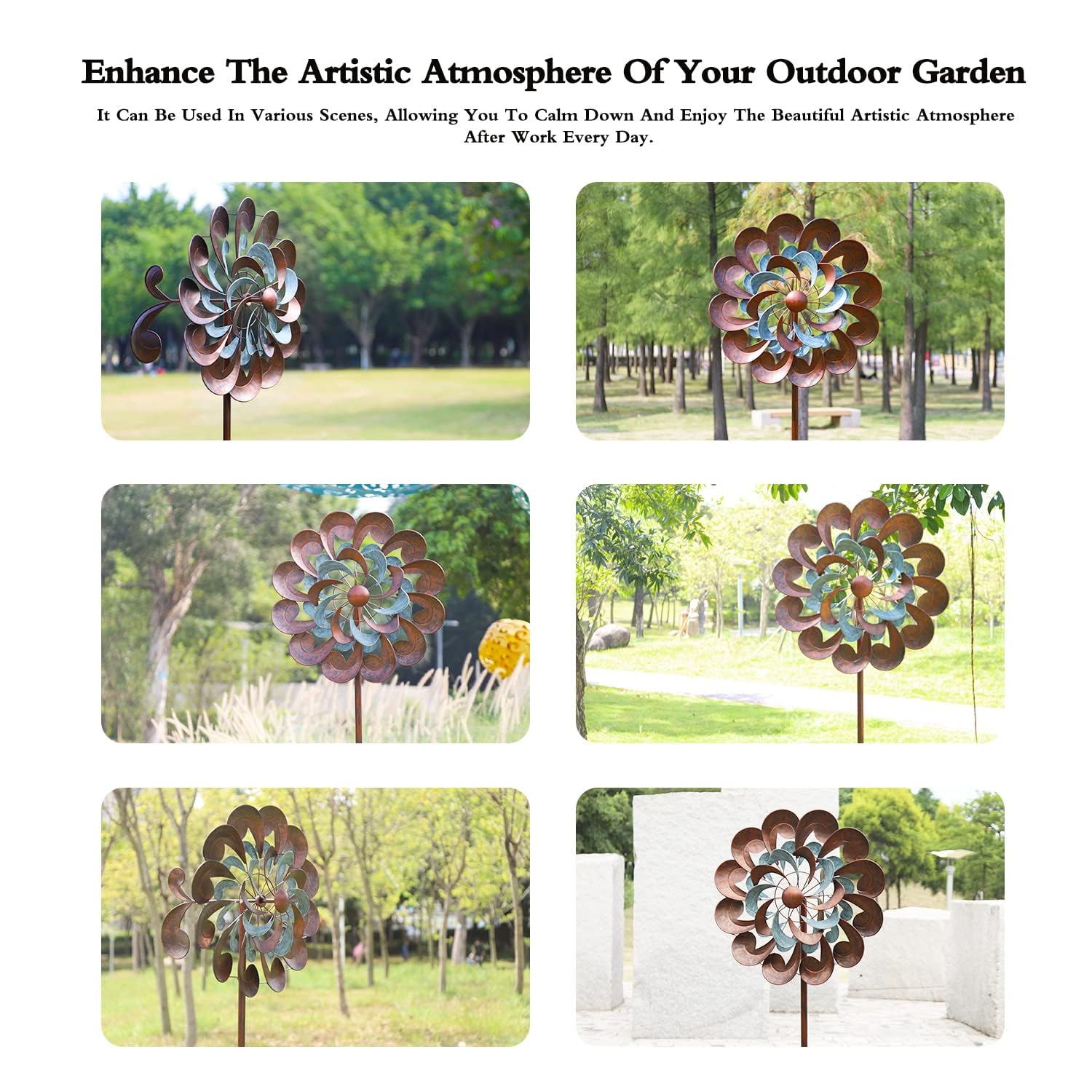 84 Inch Copper Wind Spinner Sculpture - Large Outdoor Garden Decor for Yard, Patio & Lawn | Windmill Spinner for Relaxing Outdoor Spaces & Garden Art