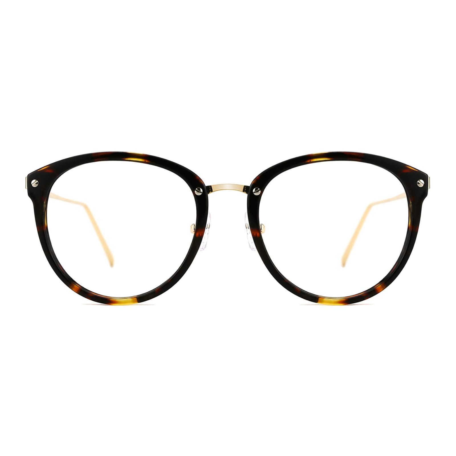 Vintage Round Clear Non-Prescription Eyeglasses Frames for Women & Men - Oversized Metal Oval Eyewear for Reading, Fashion & Costume Accessories