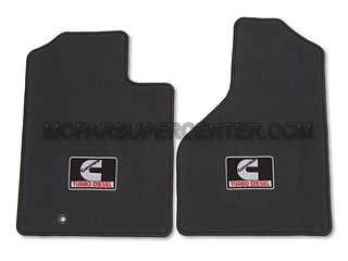 Mopar 82209557AC Slate Gray Polypropylene Carpet Floor Mats for Dodge Ram Trucks (Front Seat, 2-Pack, Cummins Logo) - All-Weather Protection & Custom Fit for 2019-2023 Models | Perfect for Off-Roading, Daily Commuting & Worksite Use