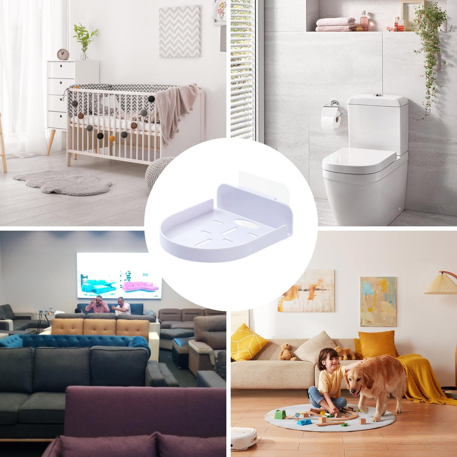 Drill-Free Security Camera Wall Shelf - No Drill Floating Monitor Mount for Indoor & Outdoor Cameras | Perfect for Bedroom, Bathroom, Kitchen & Office Surveillance