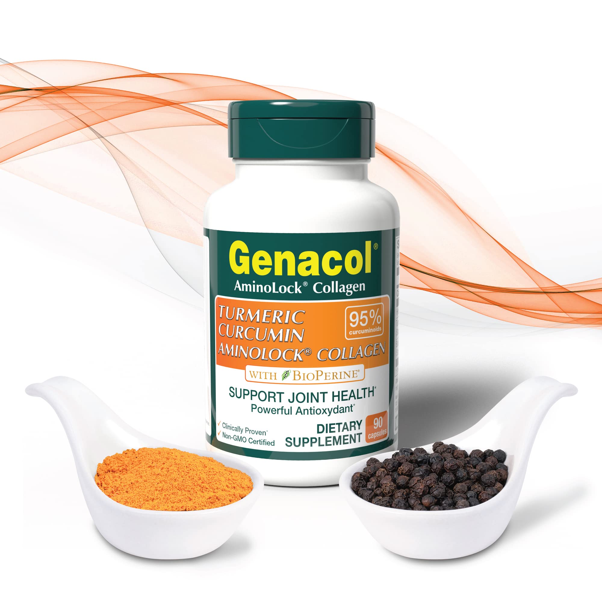 Genacol Turmeric Curcumin Collagen Supplement with 95% Curcuminoids, Black Pepper & AminoLock Collagen | Supports Joint Health & Mobility | 90 Capsules | Ideal for Active Lifestyles & Joint Pain Relief