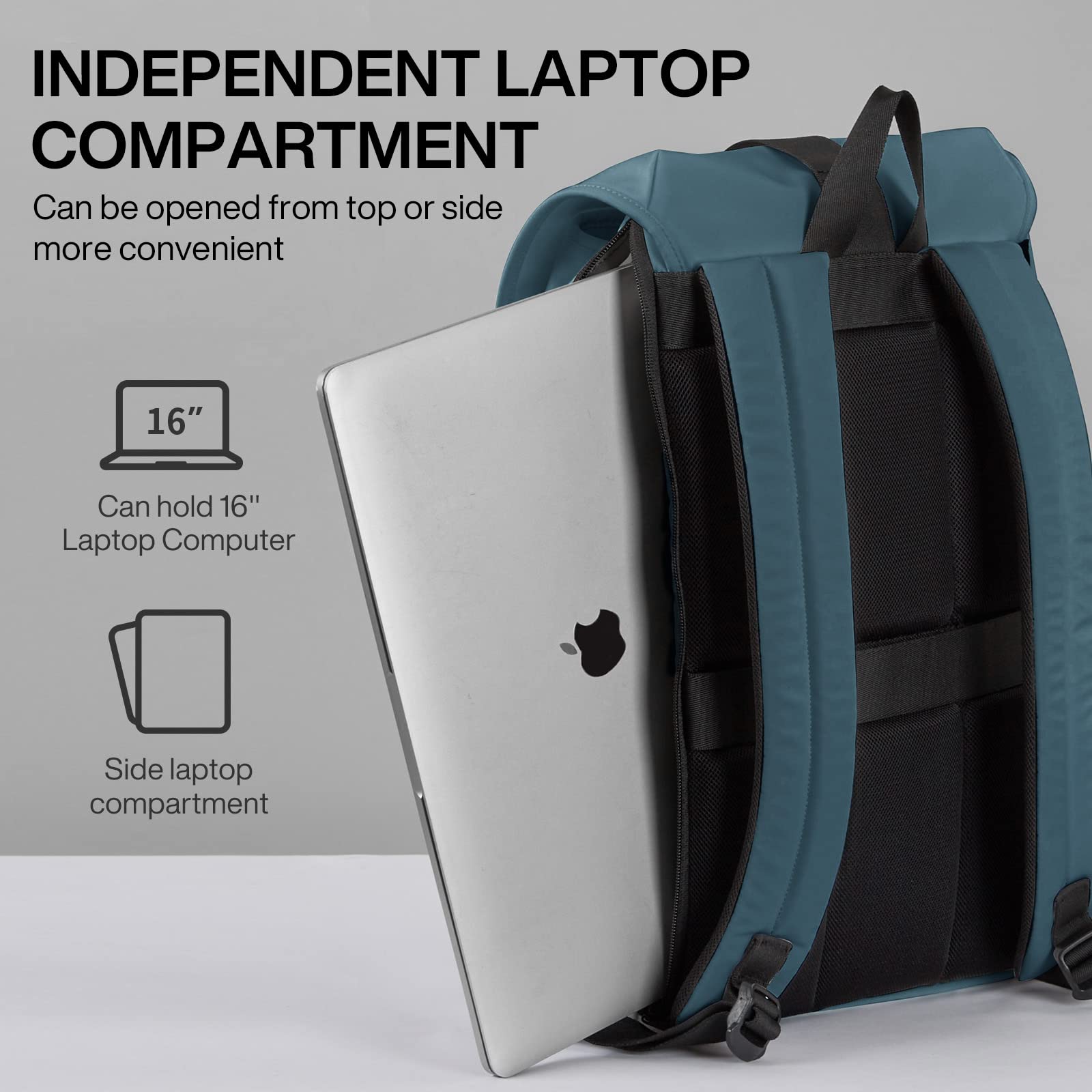 Mixi Travel Laptop Backpack for Women & Men - Waterproof Lightweight Carry On Backpack Fits 16-17 Inch Laptop, Casual Weekender Rucksack in Abyssal Green - Perfect for Business Travel, College, Commuting & Outdoor Adventures