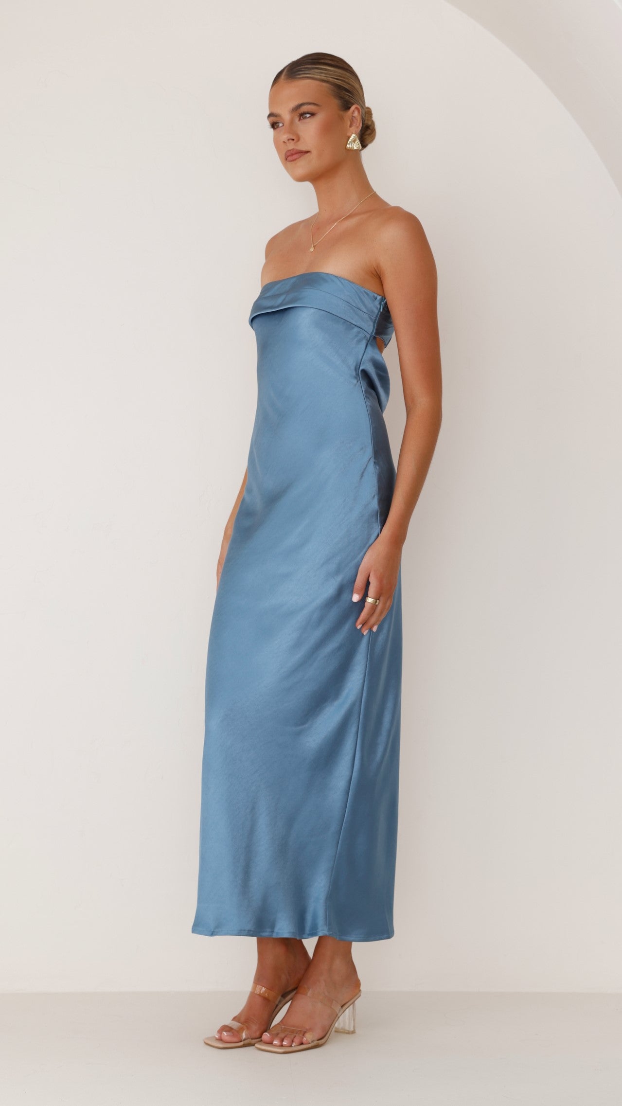Gisele Maxi Dress for Women - Elegant Steel Blue Flowy Long Dress - Perfect for Beach Vacations, Summer Parties & Evening Events