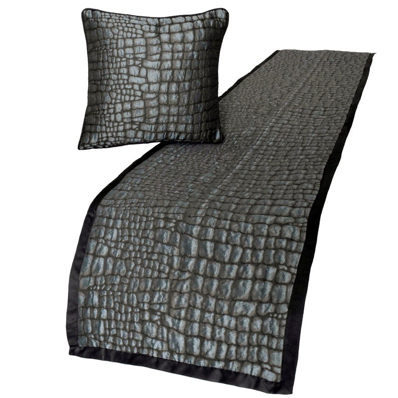 Jacquard Blue Decorative Bed Runner and Pillow Cover Set - Animal Mystery Pattern - Perfect for Bedroom Decor, Home Styling, and Guest Room Accents