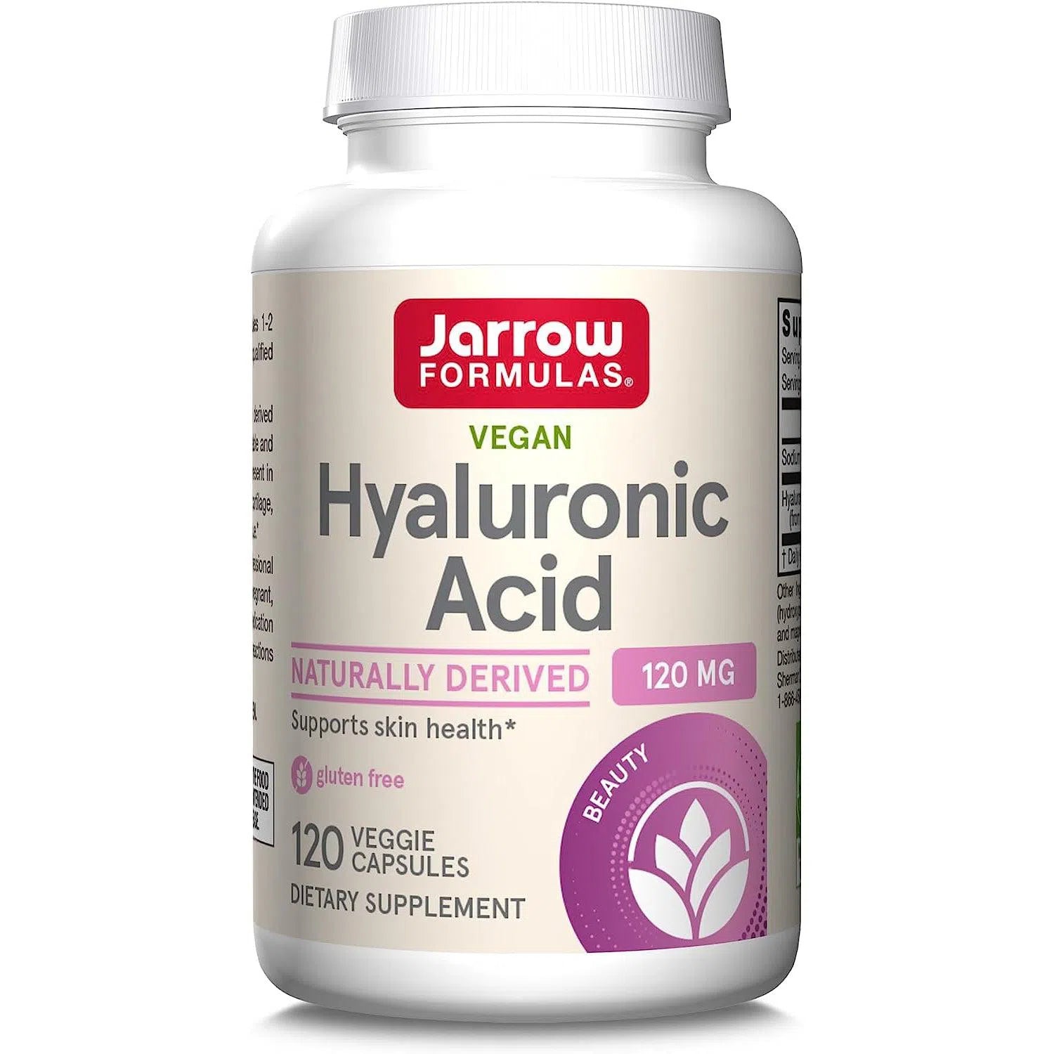 Jarrow Formulas Hyaluronic Acid 120mg Supplement for Joint & Skin Health - Supports Hydration & Mobility - Ideal for Daily Wellness Routine