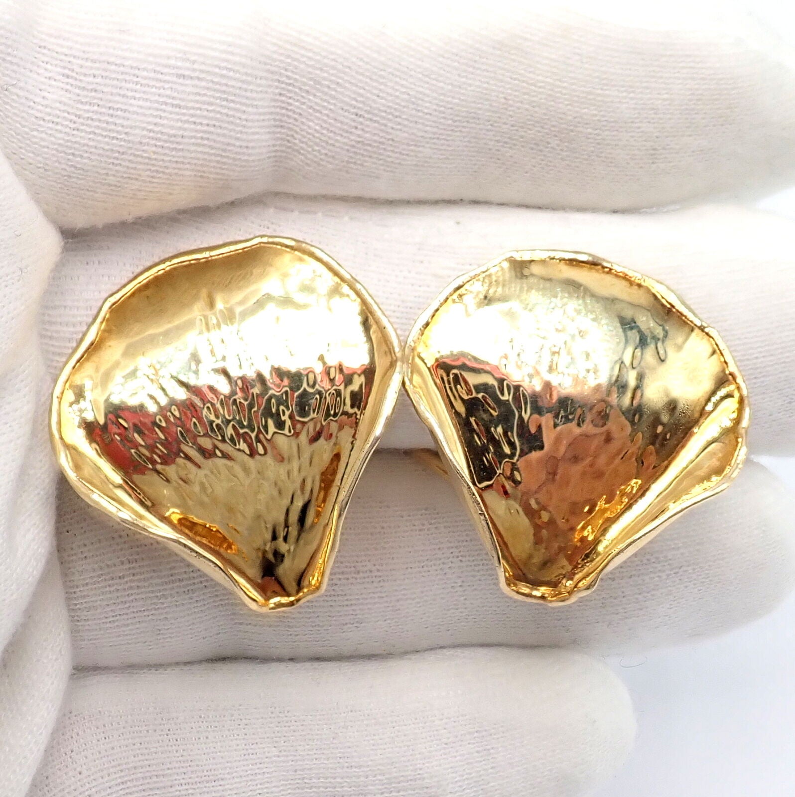 Authentic Tiffany & Co Angela Cummings 18k Yellow Gold Rose Petal Earrings Vintage 1979 - Elegant Jewelry for Weddings, Anniversaries & Special Occasions