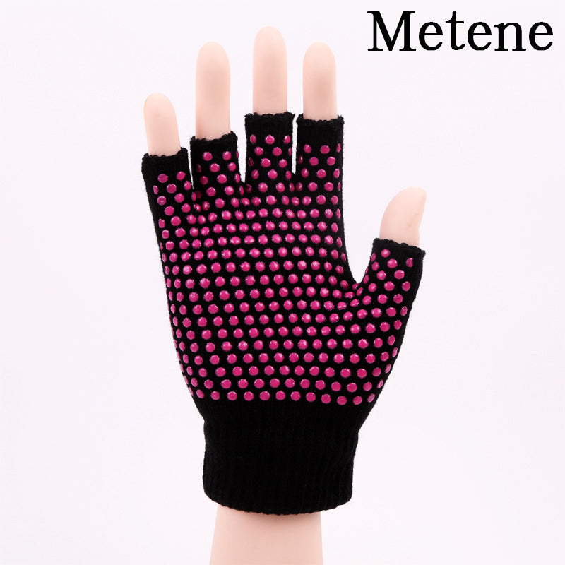Metene Non-Slip Yoga Gloves for Women - Fingerless Gym Gloves with Silicone Dot Grip for Fitness, Hanging, CrossFit & Cycling - Perfect for Yoga, Workouts & Home Exercise