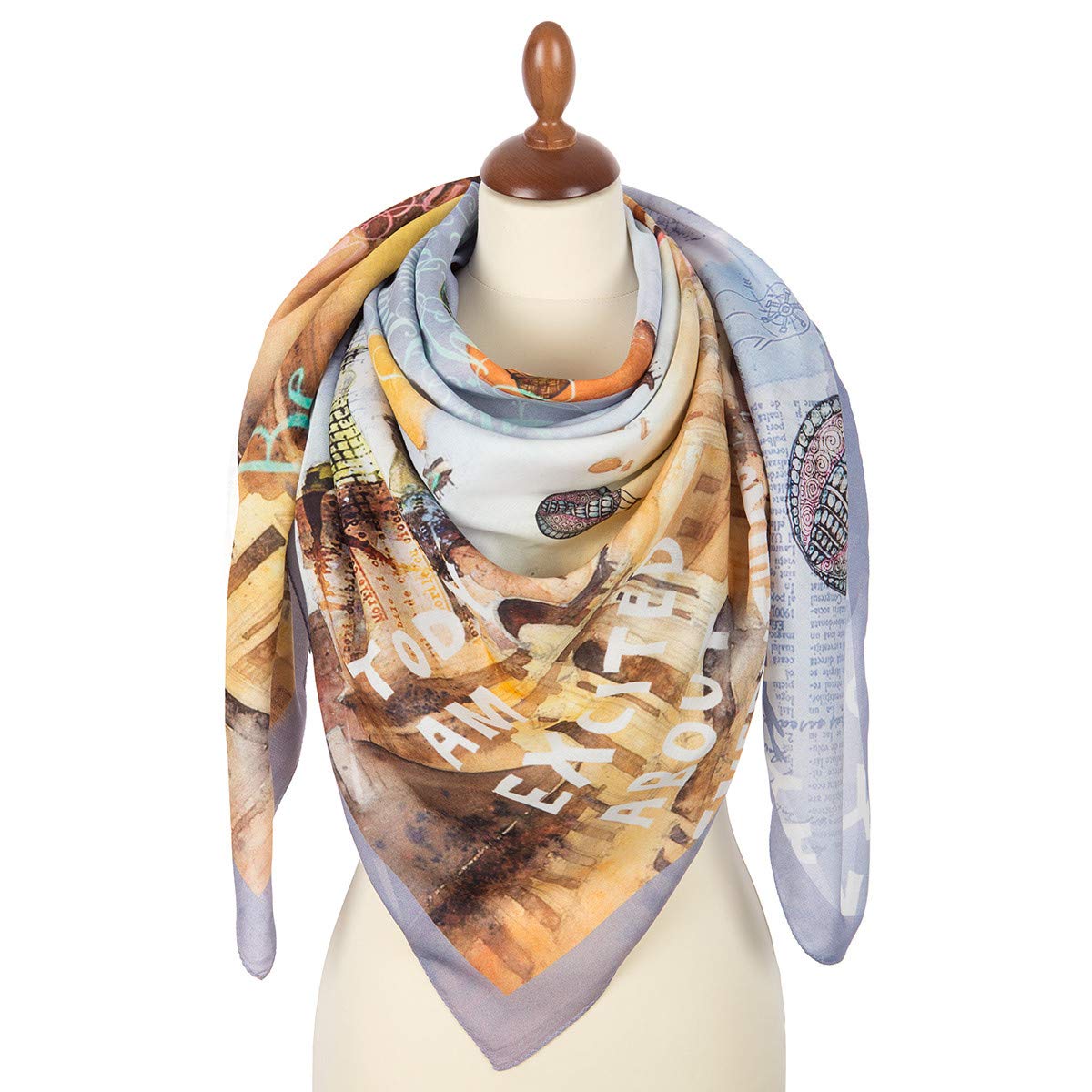 Premium 100% Viscose Russian Shawl for Women - 53x53 Inch Blue Pavlovo Posad Scarf - Ukrainian Style Fashion Accessory - Perfect for Weddings, Parties & Cultural Events