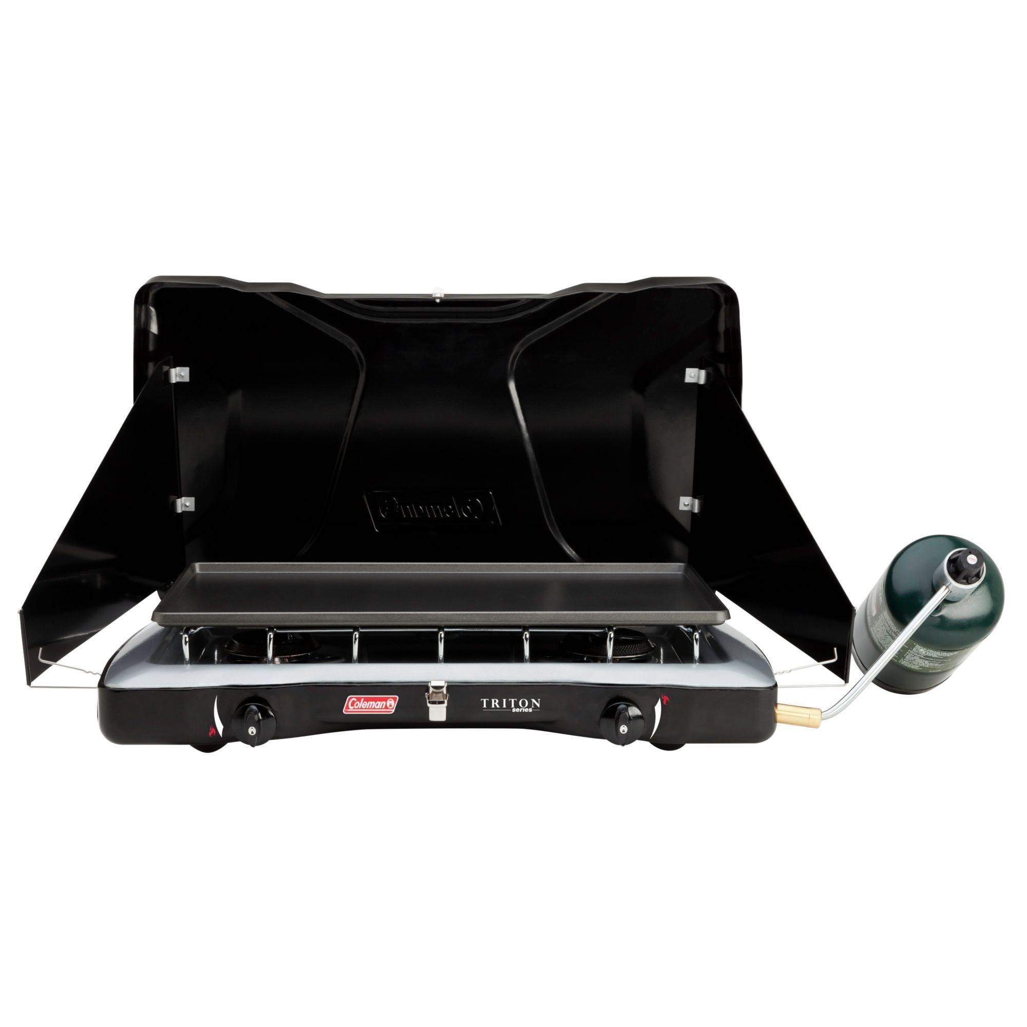 Coleman Triton 2-Burner Propane Camping Stove - Portable Outdoor Grill with Adjustable Flame, Wind Protection & 22,000 BTU for Camping, Tailgating, BBQ, Picnics & Backpacking - Perfect for Family Camping Trips & Outdoor Cooking Adventures