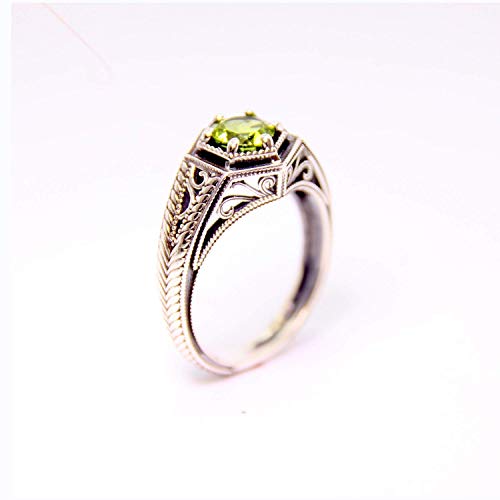 14k White Gold Peridot Engagement Ring – August Birthstone Jewelry for Women, Unique Wedding & Promise Ring, Elegant Gift Box, Sizes 4-13.5 | Perfect for Anniversaries, Proposals & Special Occasions