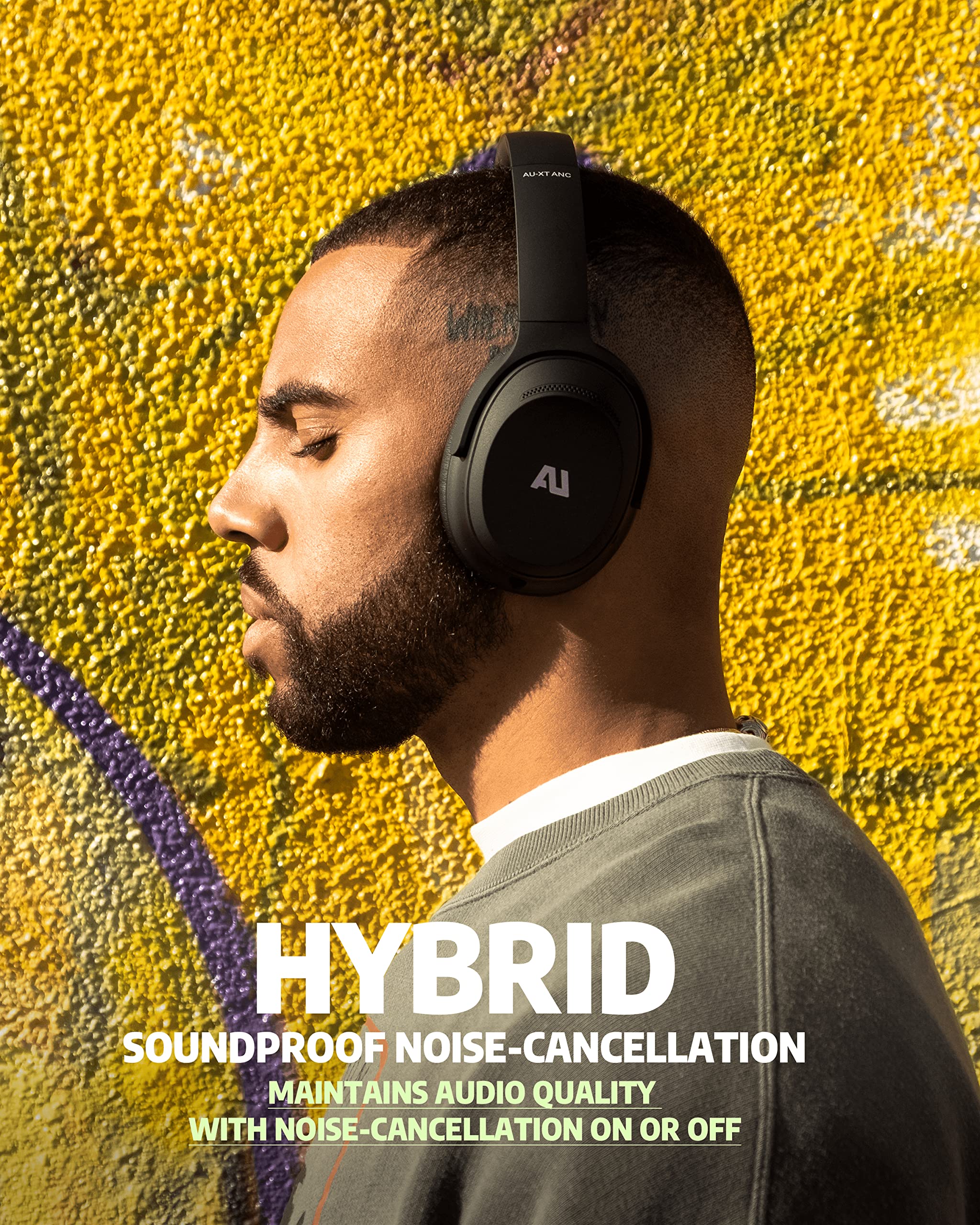 ausounds AU-XT Wireless Bluetooth Headphones with Hybrid Active Noise Cancelling - Over-Ear Headset with aptX HD, Bi-Fold Design, Protein Earmuffs & Deep Bass - Built-in Mic for Calls - 30H Playtime (Black) | Perfect for Travel, Workouts & Home Office Use