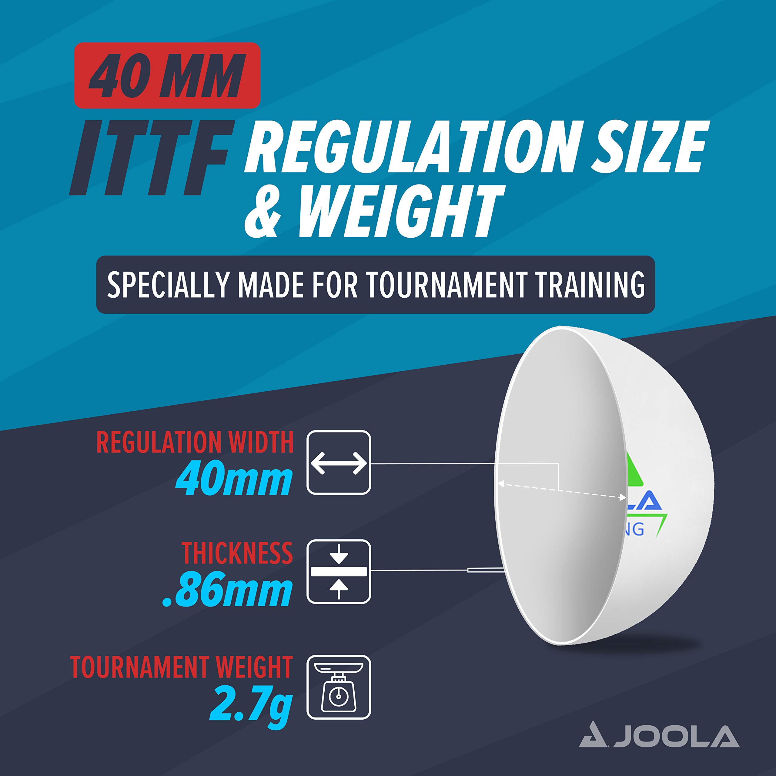JOOLA 3-Star Premium Table Tennis Balls - 40mm ITTF Approved Competition Ping Pong Balls (12/60/120 Pack) - Perfect for Tournaments, Practice & Family Fun - Great for Pets & Outdoor Games