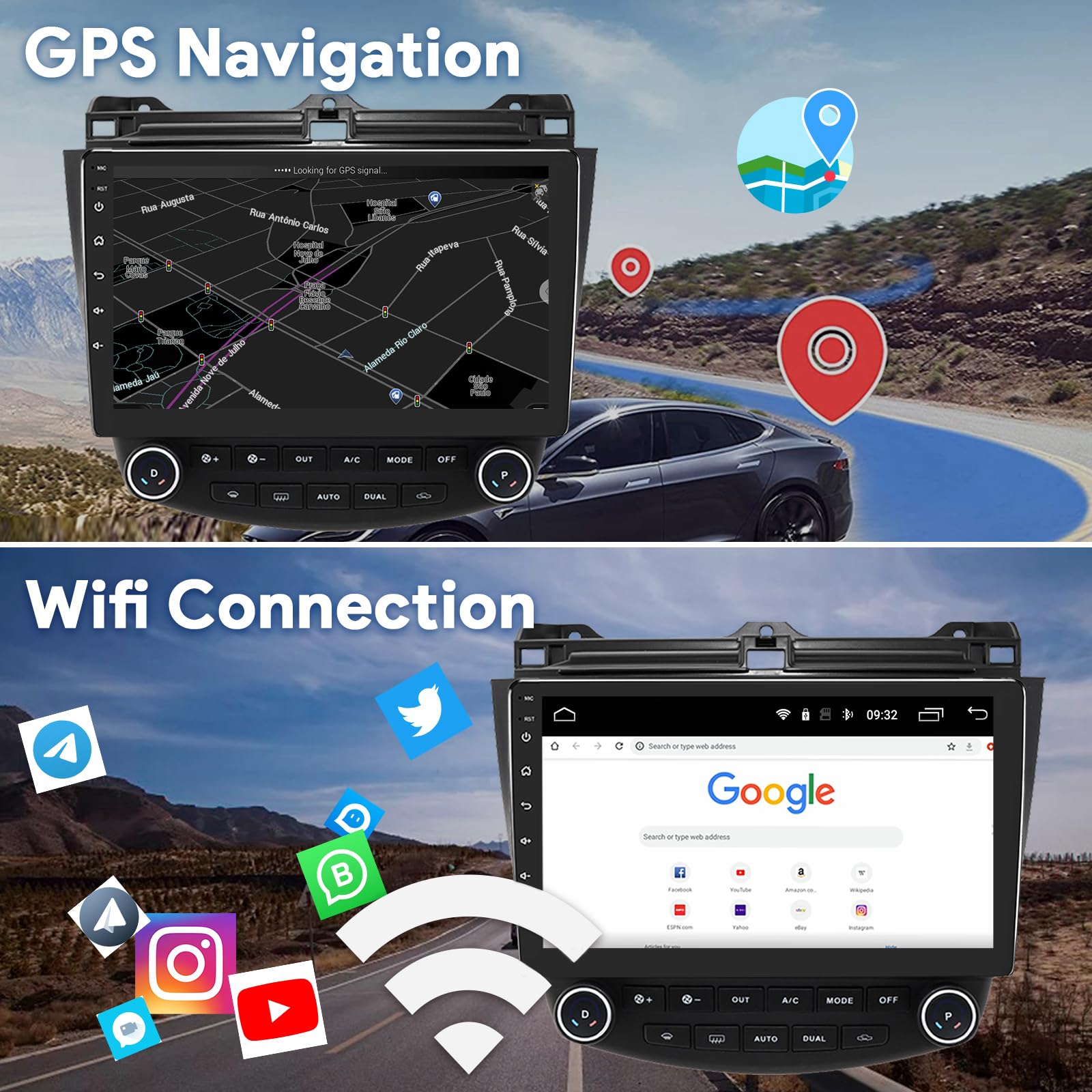 Binize 10 Inch Android 13 Car Stereo with Wireless CarPlay & Android Auto - Compatible with Honda Accord 7th Gen (2003-2007) - GPS, Bluetooth, FM, DSP & Backup Camera - Perfect for Upgrading Your Car Entertainment System