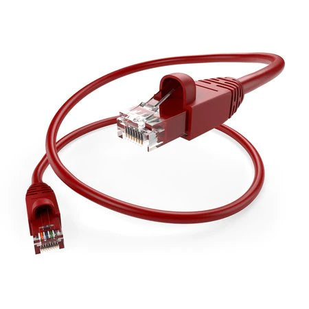 1Ft Red Cat6A 10 Gigabit Ethernet Patch Cable, UTP Snagless Boot - High-Speed Networking for Gaming, Streaming & Office Use