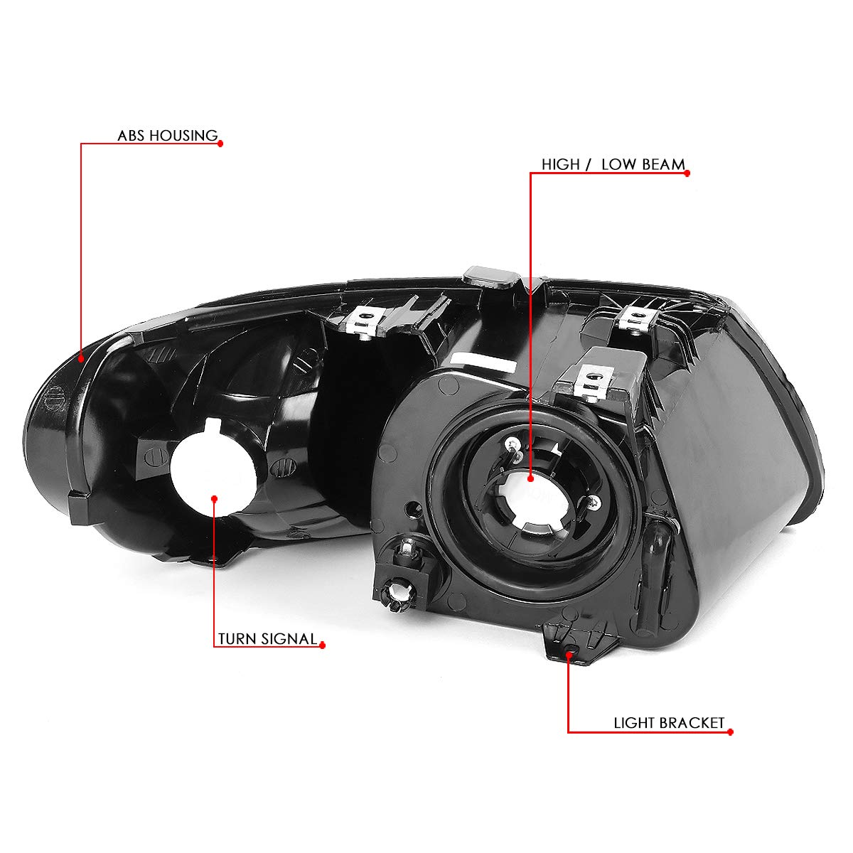DNA MOTORING HL-OH-DOC01-SM-CL1 Smoked Lens Clear Corner Headlights Pair - Compatible with 2001-2007 Dodge Grand Caravan & Chrysler Town & Country - Replacement for Foggy/Broken Headlights - Enhanced Night Driving Safety