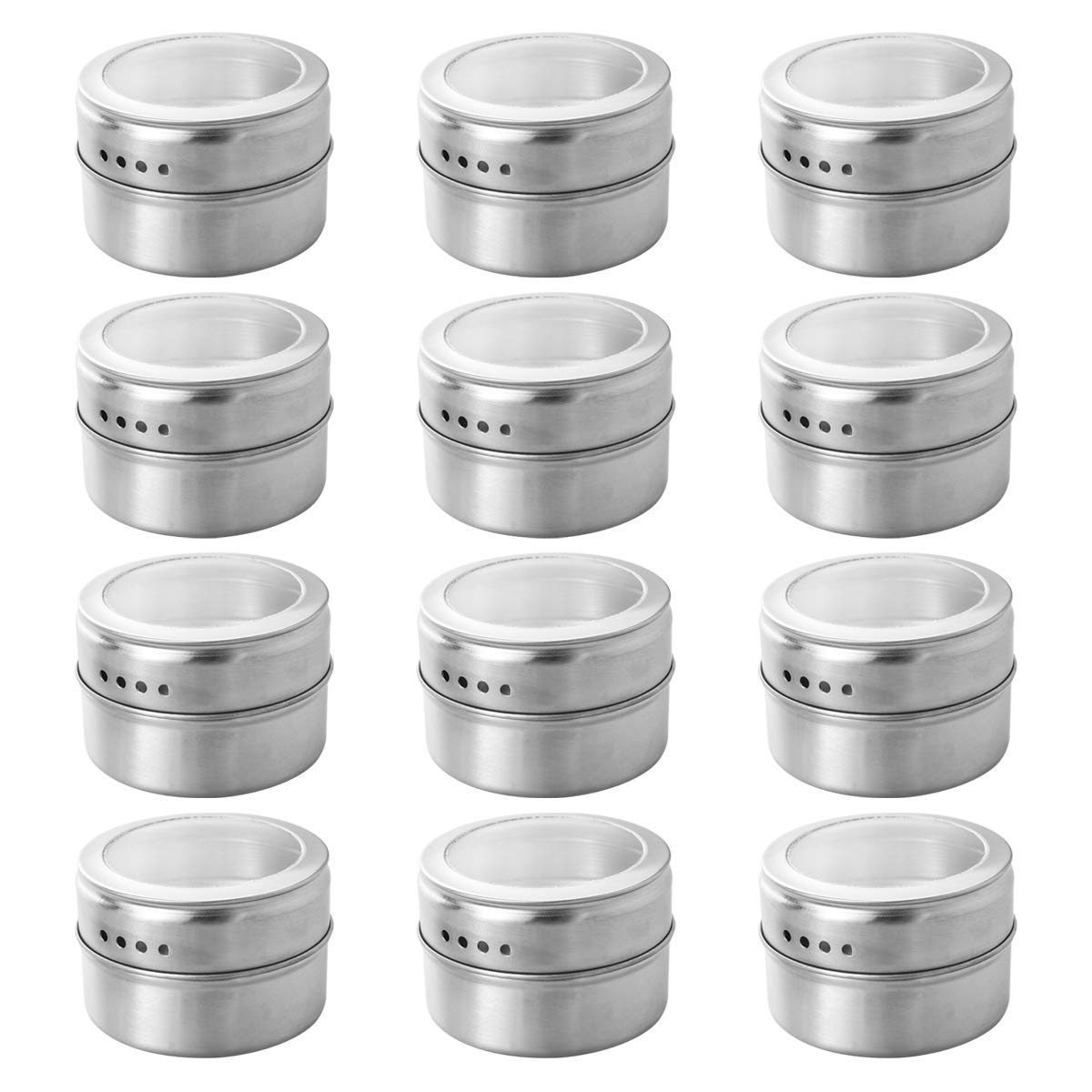 12-Piece Magnetic Spice Tin Set - Refrigerator & Grill Spice Storage Containers with Sift/Pour Lid - Kitchen & Dining Organizer for Herbs, Seasonings, Condiments - Perfect for Cooking, BBQ, and Home Organization