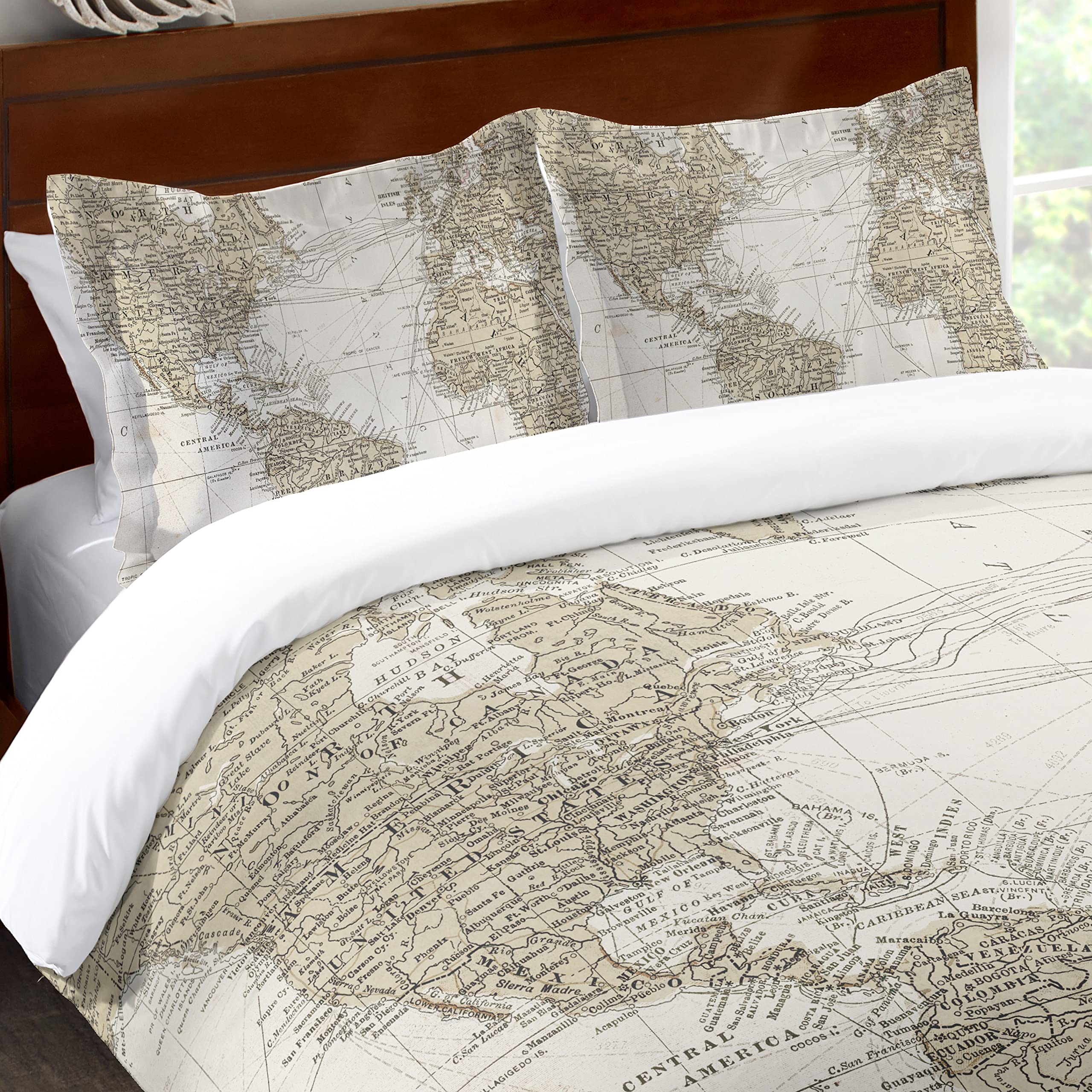 Laural Home World Traveler Standard Pillow Sham - Premium Cotton Decorative Pillow Cover for Sofa, Bed & Couch - Perfect for Home Decor, Guest Rooms & Hotel Styling