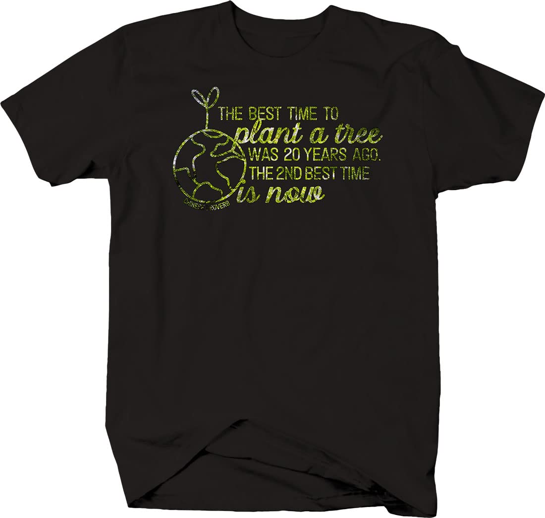 Vintage Inspirational Quote T-Shirt for Men - 'The Best Time to Plant a Tree Was 20 Years Ago' - Comfortable Cotton Tee for Casual Wear, Gifts & Motivational Outfits
