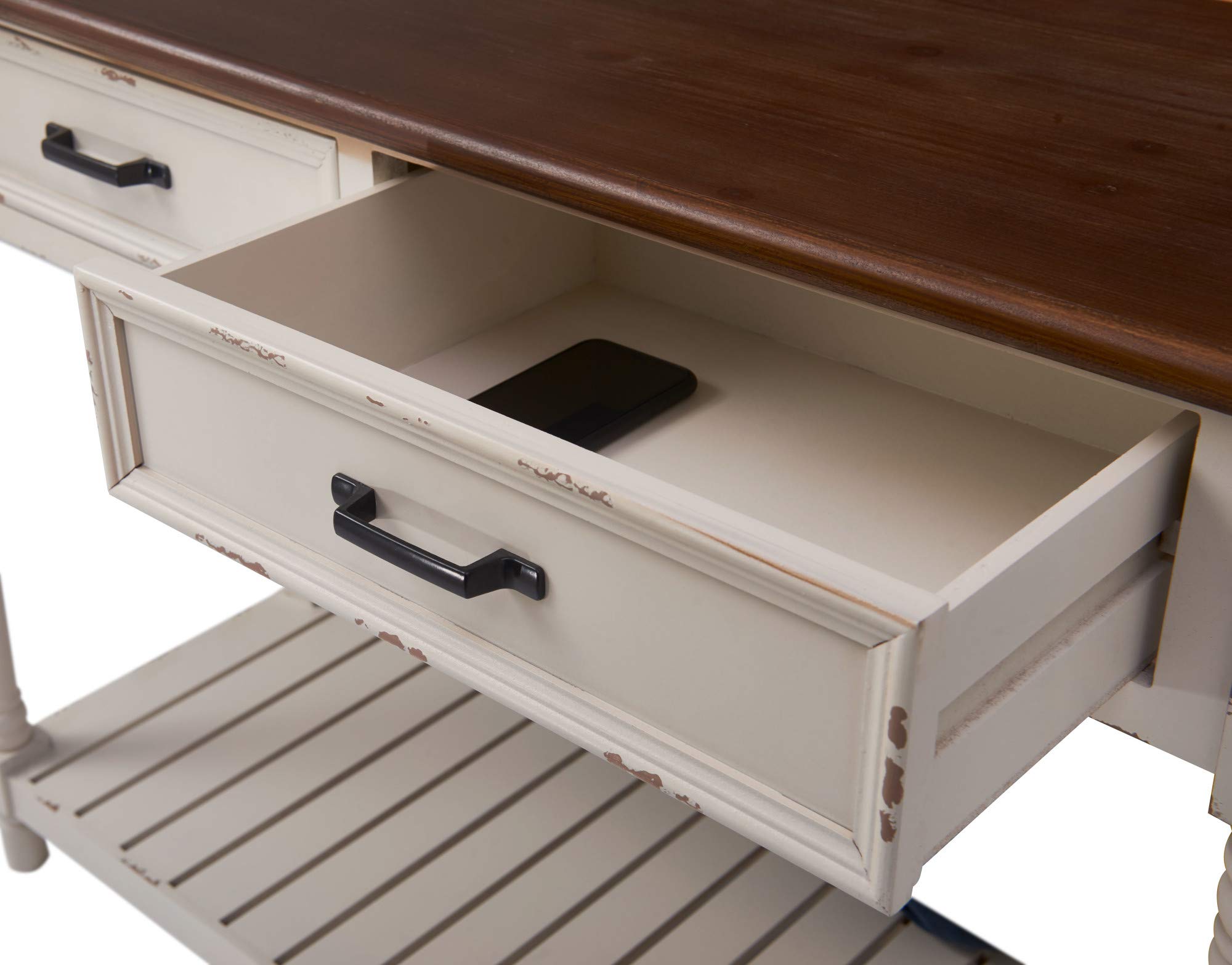 ClickDecor Baker Modern Console Table - White Entryway Storage & Home Office Writing Desk with 2 Drawers | Mid-Century Living Room Furniture for Small Spaces | Perfect for Hallway Organization, Apartment Decor & Workspace Solutions