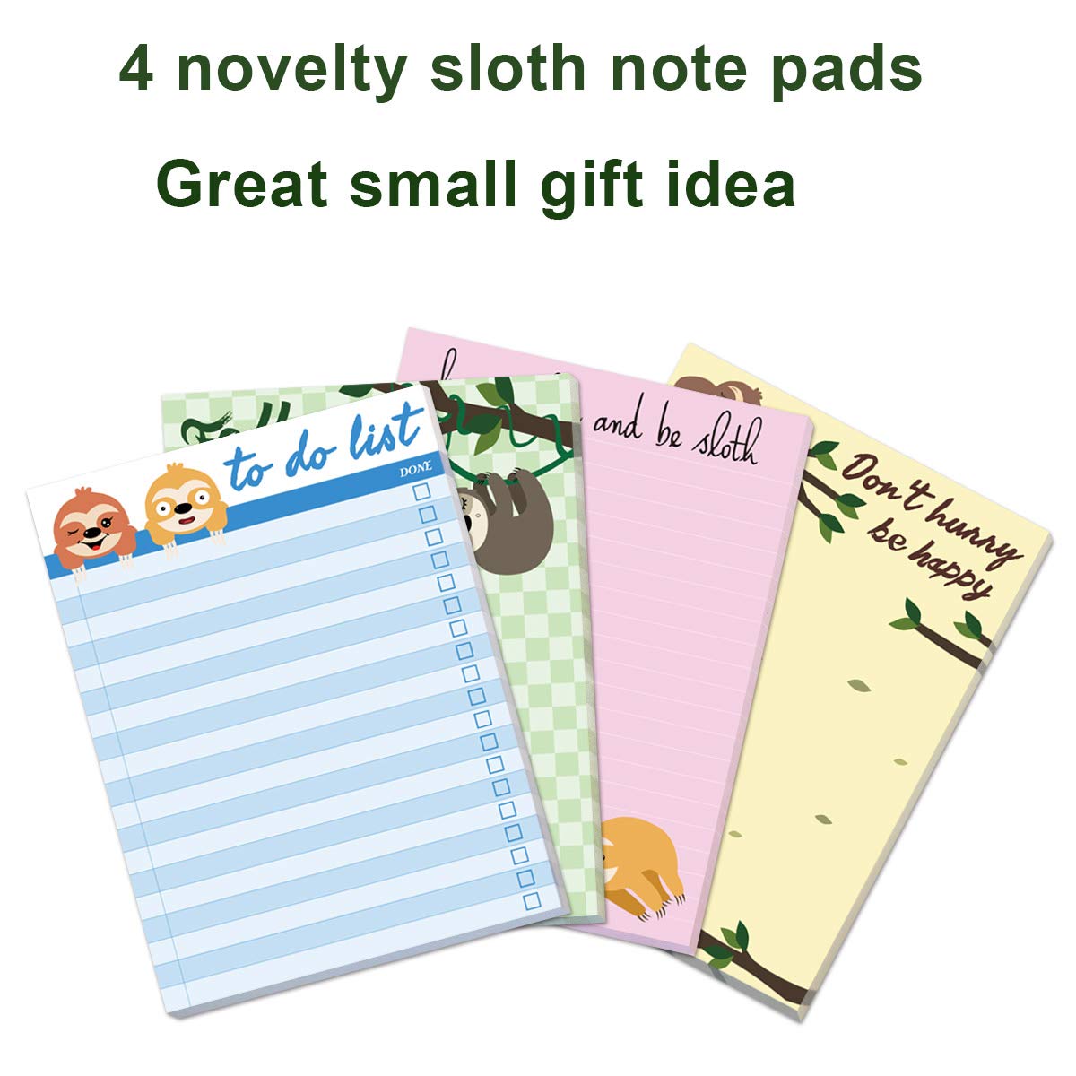Funny Sloth Memo Pads 4-Pack - Cute Animal Notepads for Office, Home & School - Perfect Gift Idea for Lazy Days, To-Do Lists & Memos - Great for Work Desks, Study Notes & Daily Reminders