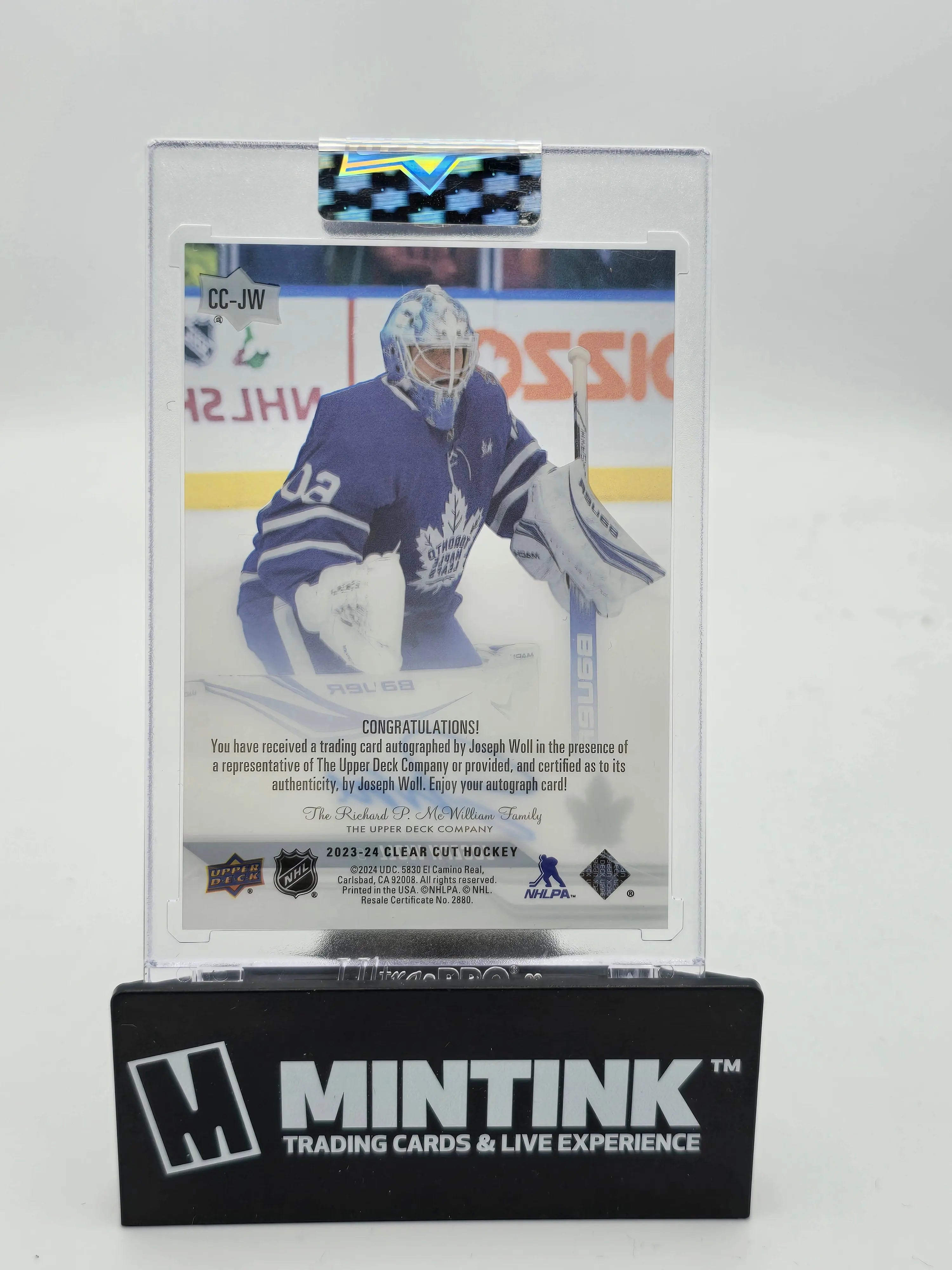 2023-24 Upper Deck Clear Cut Hockey Joseph Woll Autographed Rookie Card - Collectible Sports Memorabilia for NHL Fans and Card Enthusiasts | Perfect for Display, Trading, and Investment