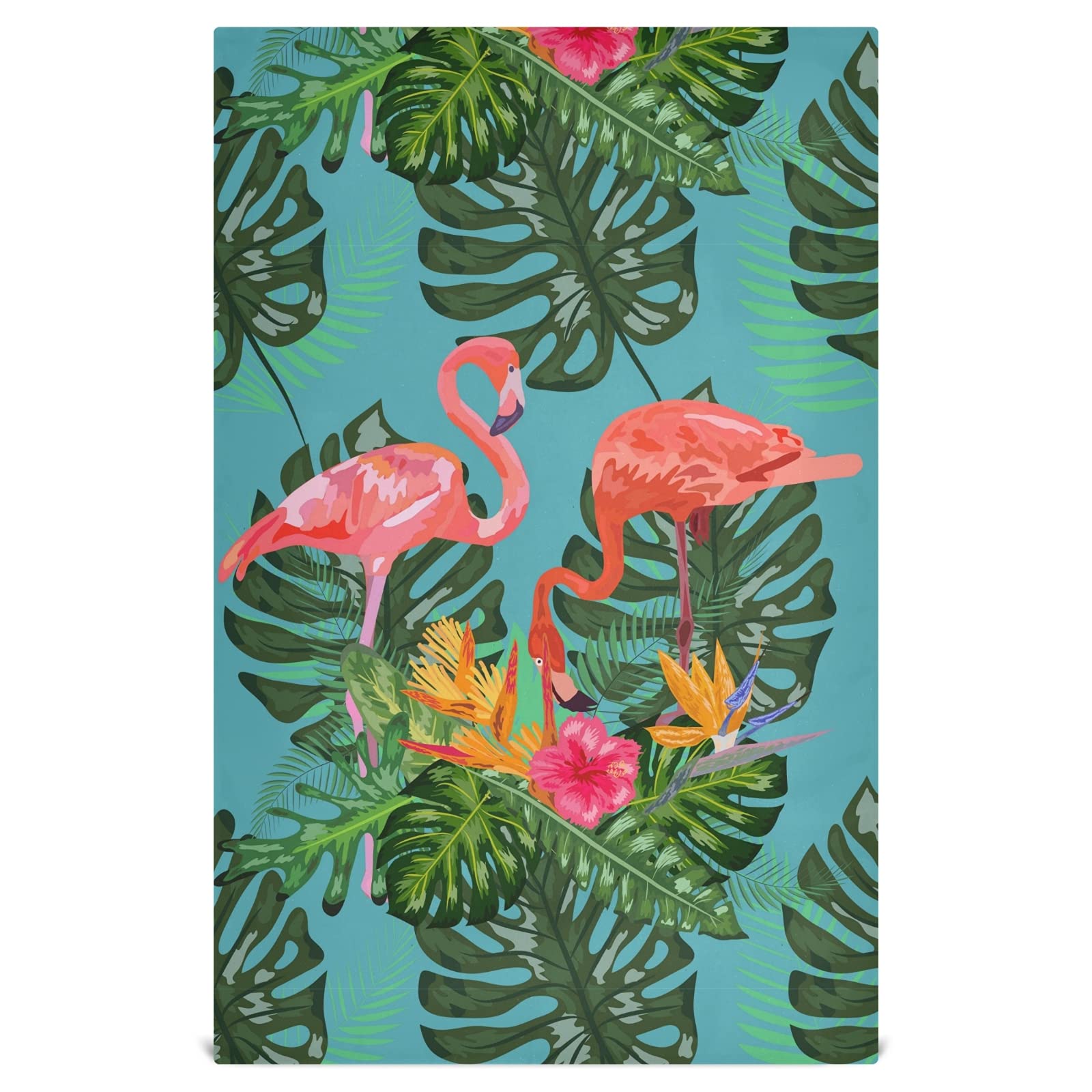 **Pink Flamingos Tropical Kitchen Towels - 1 Pack Reusable Absorbent Dish Cloths (28