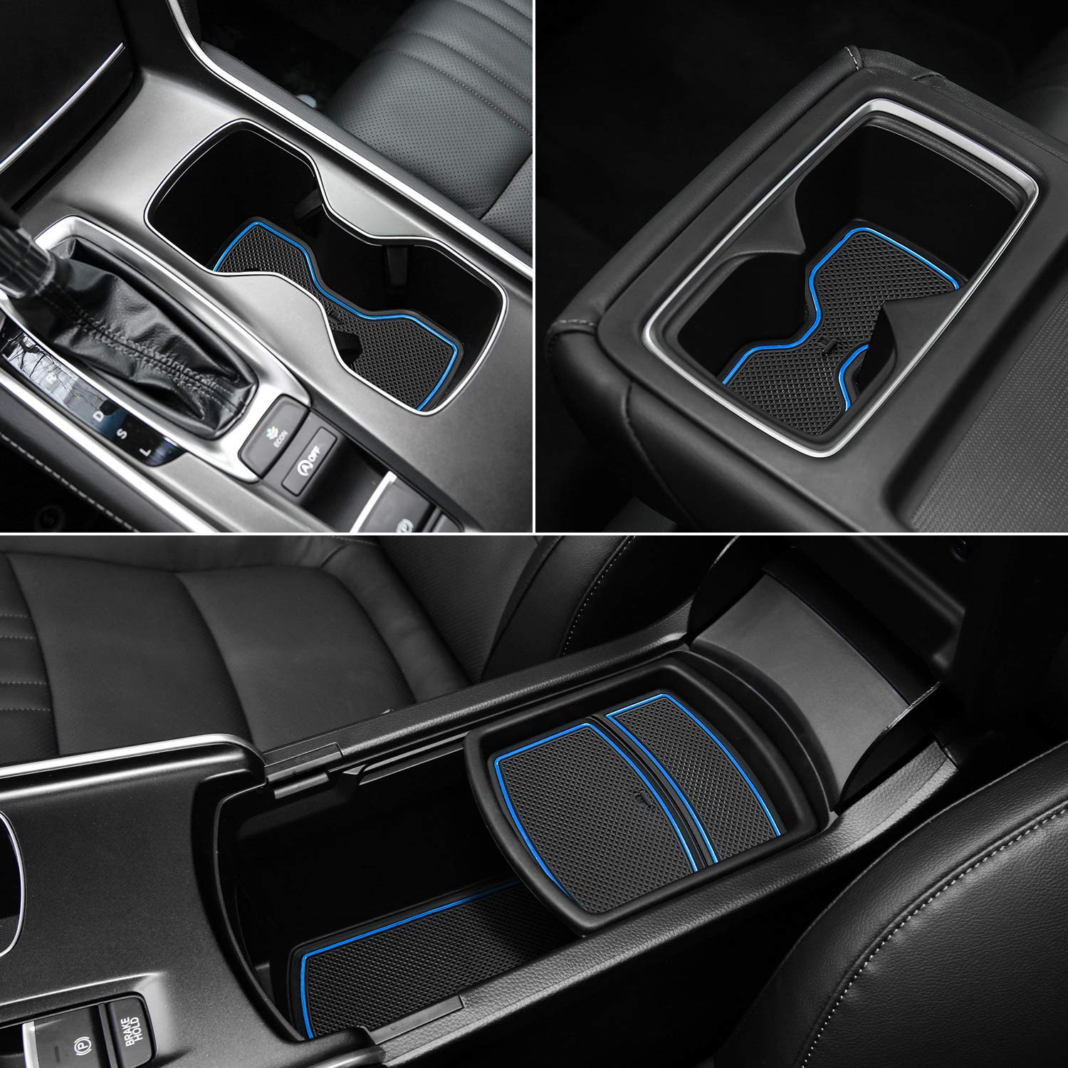 17-Piece Anti-Dust Car Mats Set for Honda Accord 2018-2022 Models - Cup Holder Inserts, Center Console Liner & Door Pocket Liners (Blue) | Premium Interior Protection Accessories for Daily Commuting & Road Trips