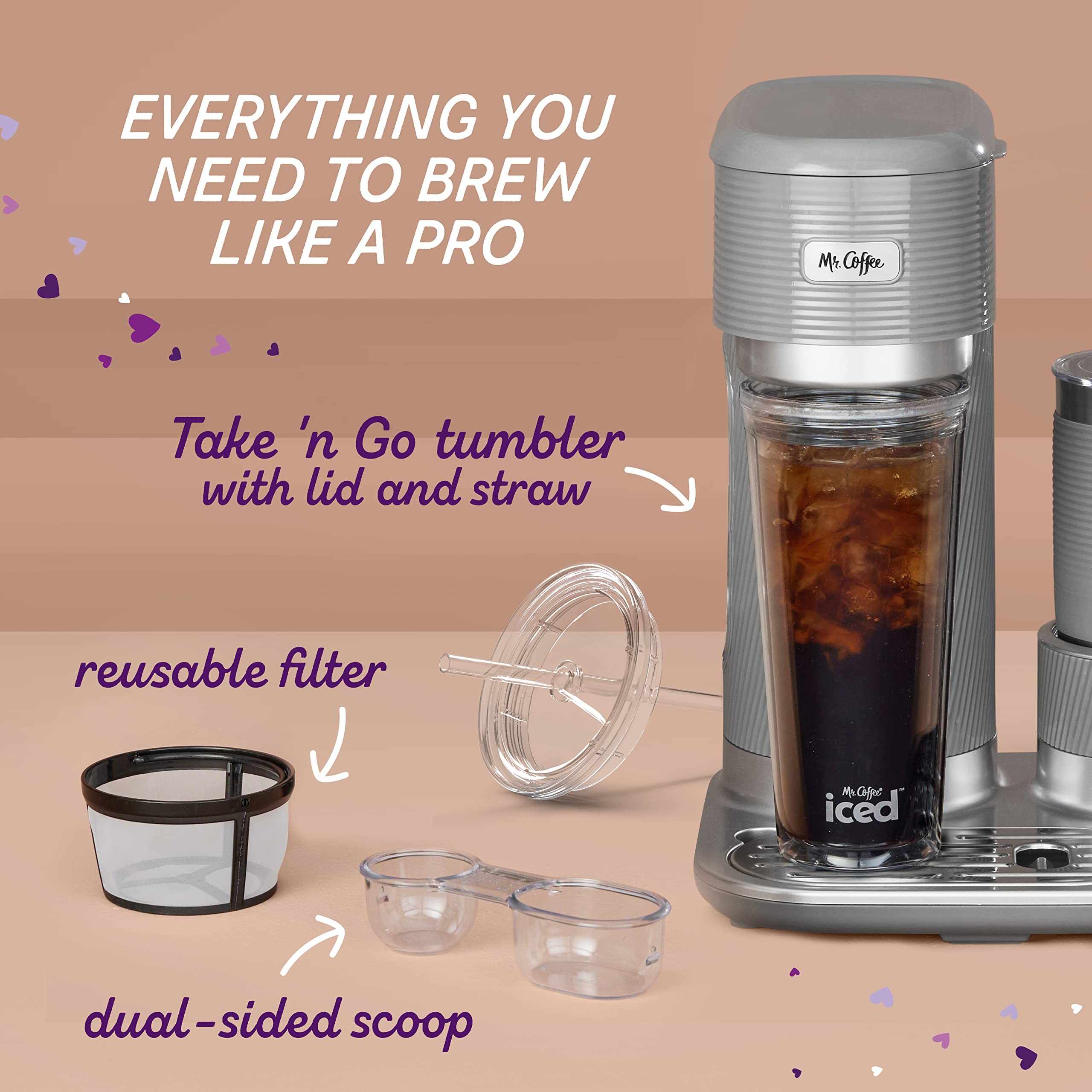 Mr. Coffee 4-in-1 Latte Lux Coffee Maker - Iced & Hot Single-Serve Machine with Built-In Milk Frother (22oz) - Perfect for Home, Office & Small Kitchens