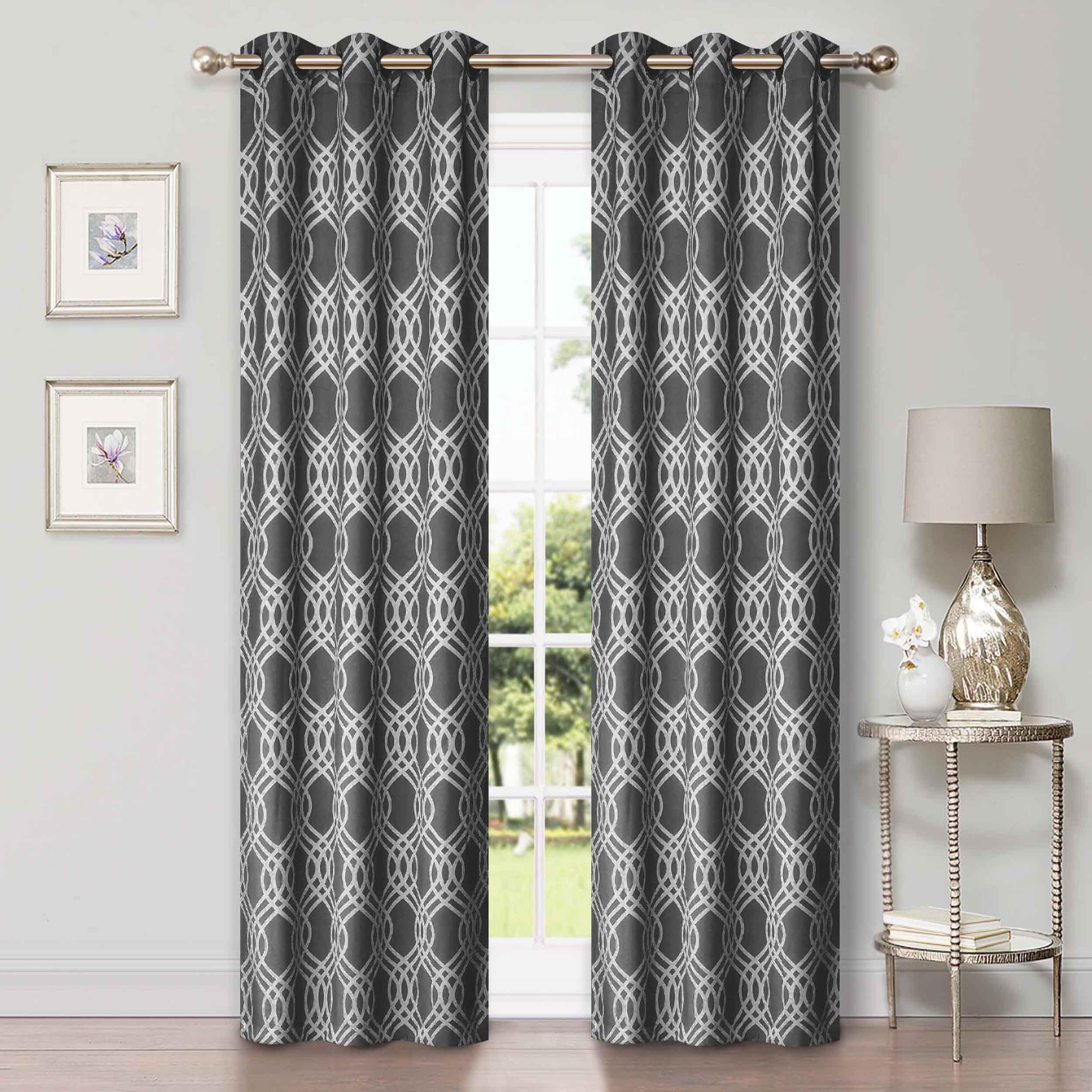 Blackout Curtains for Bedroom - Washable Room Darkening Ribbon Trellis Curtain Panel Set - Perfect for Nursery, Home Theater & Light Sleepers