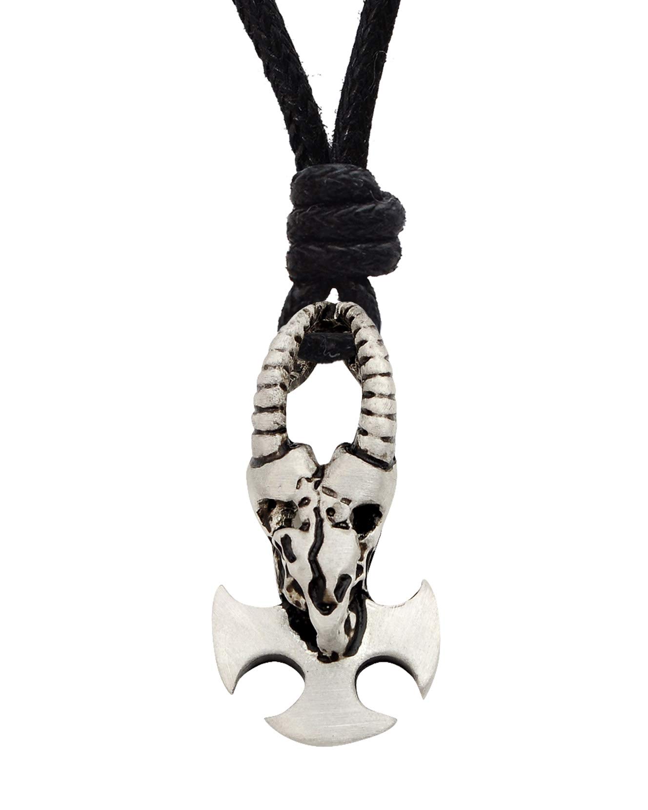 Rams Head Silver Pewter Charm Necklace Pendant - Handmade Jewelry for Women - Perfect for Gifts, Spiritual Protection & Boho Fashion Accessories