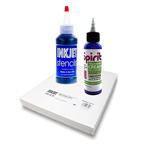 Professional Tattoo Stencil Refill Kit - 50 Sheets Transfer Paper with Spirit Transfer Prep Cream for Tattoo Artists - Perfect for Tattoo Shops, Home Studios & Professional Tattooing