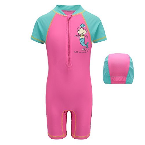 HowJoJo Girls One Piece Swimsuits Rash Guard Shirt - UPF 50+ Sun Protection Bathing Suits for Toddler & Kids - Perfect for Beach, Pool & Summer Water Activities