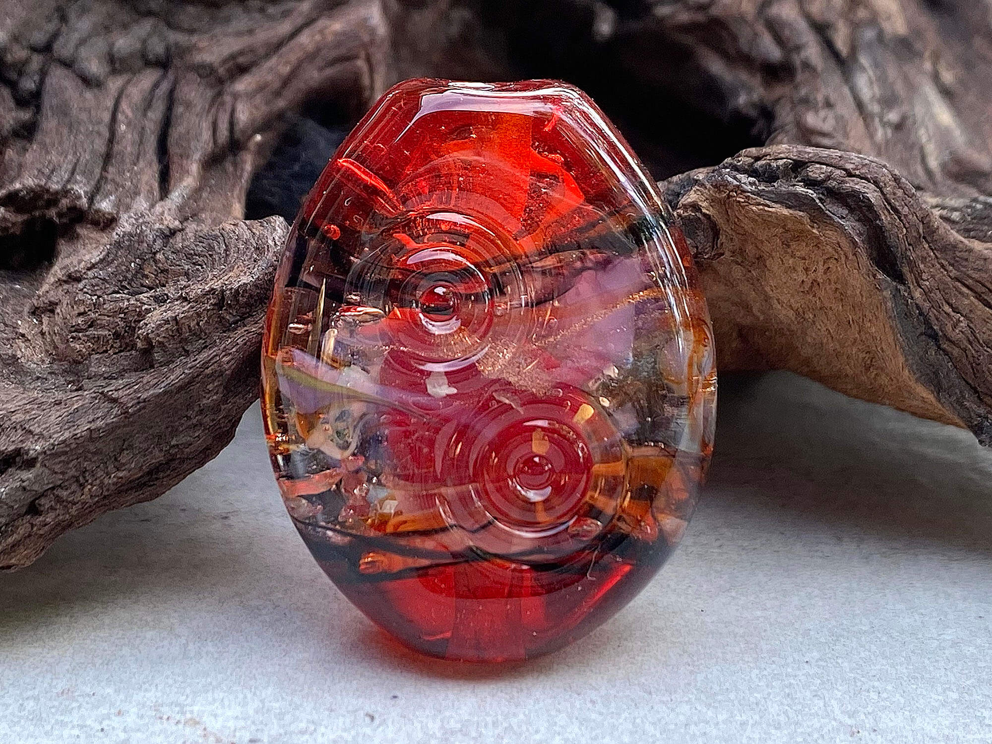 Handmade Serendipity Red Lampwork Glass Focal Bead - SRA Certified Artisan Jewelry Bead for Necklace Making, Bracelet Design & DIY Craft Projects