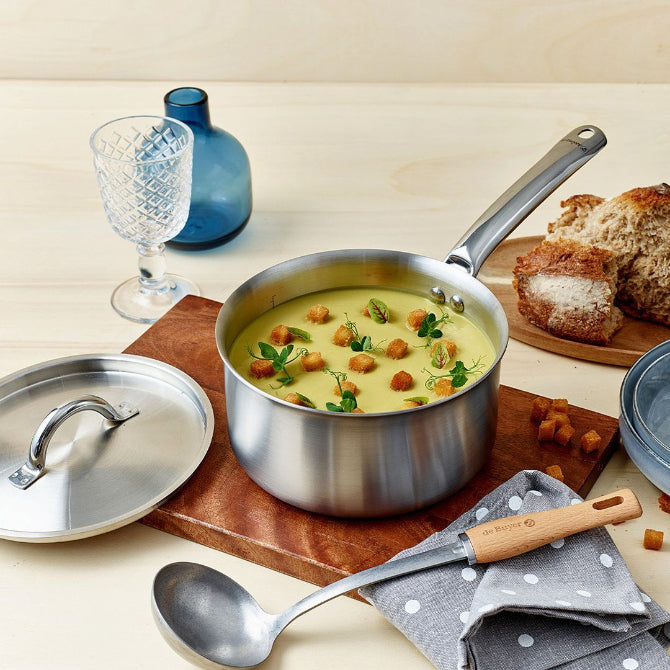 De Buyer Alchimy Stainless Steel Saucepan - 3-Ply Clad Cookware for Professional & Home Cooking - Perfect for Sauces, Stews & Simmering