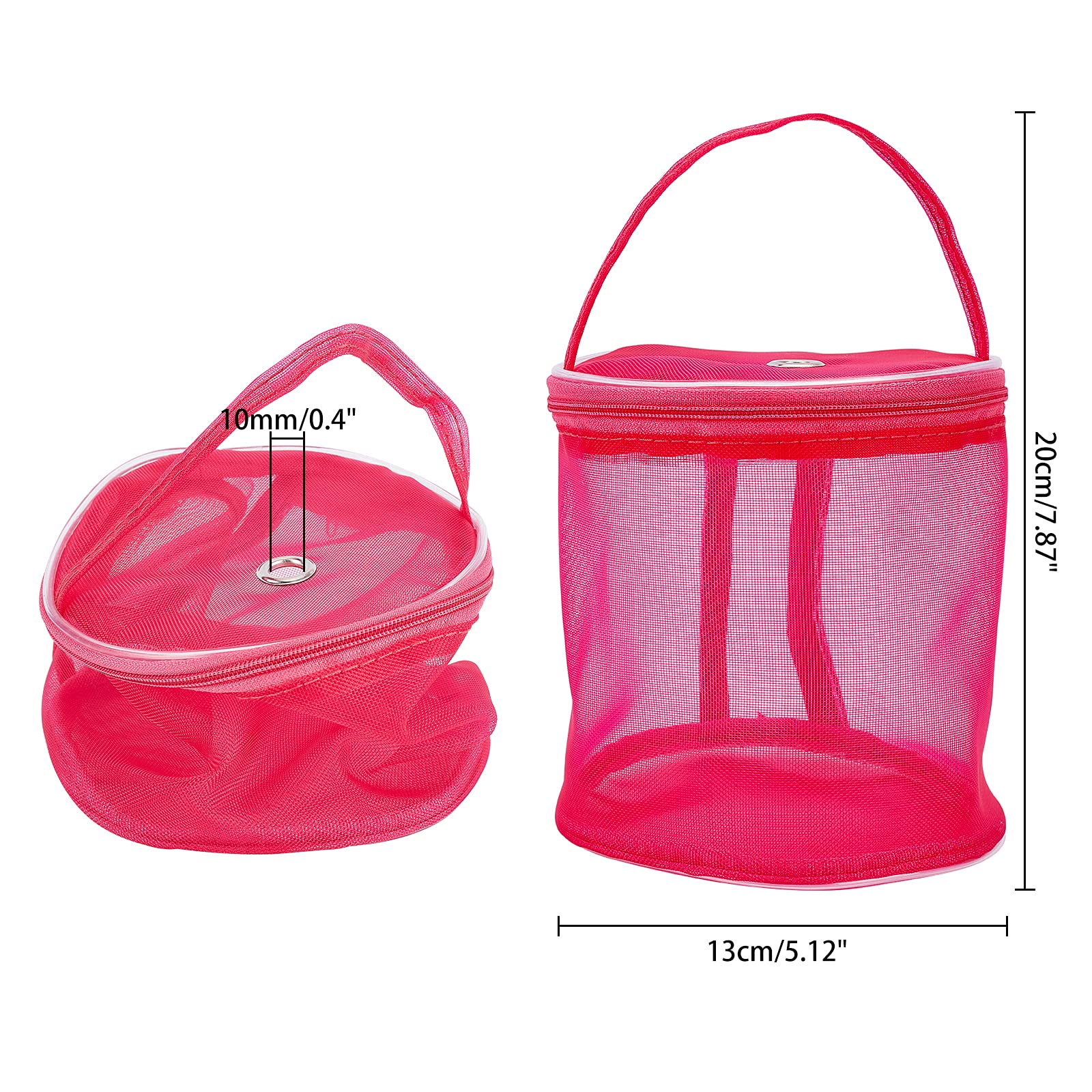 2 Pack Empty Mesh Yarn Bags - Portable Knitting Storage Organizer with Organza Fabric, Crochet Thread & Sewing Accessories Case - Perfect for Yarn Storage, Craft Projects & Travel (Fuchsia & Purple)