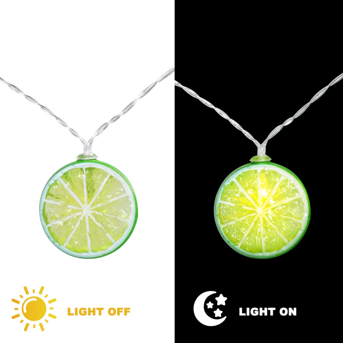 Uonlytech 20 LED Lemon Slice String Lights - Battery Powered Fairy Lights for Bedroom, Wedding, Birthday Party & Garden Decor - Lime Fruit Shaped LED Lights for Home & Outdoor Decoration
