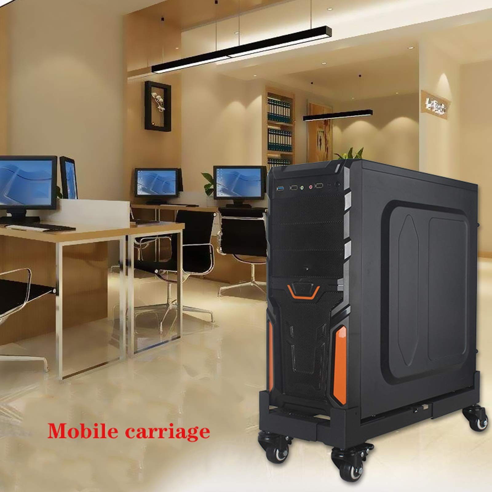 Adjustable Metal CPU Stand with Locking Casters - Black Computer Tower Rolling Cart for Desktop PC Host Chassis | Heavy-Duty Mobile CPU Holder with Width Adjustment | Perfect for Office, Gaming Setup & Server Room Organization