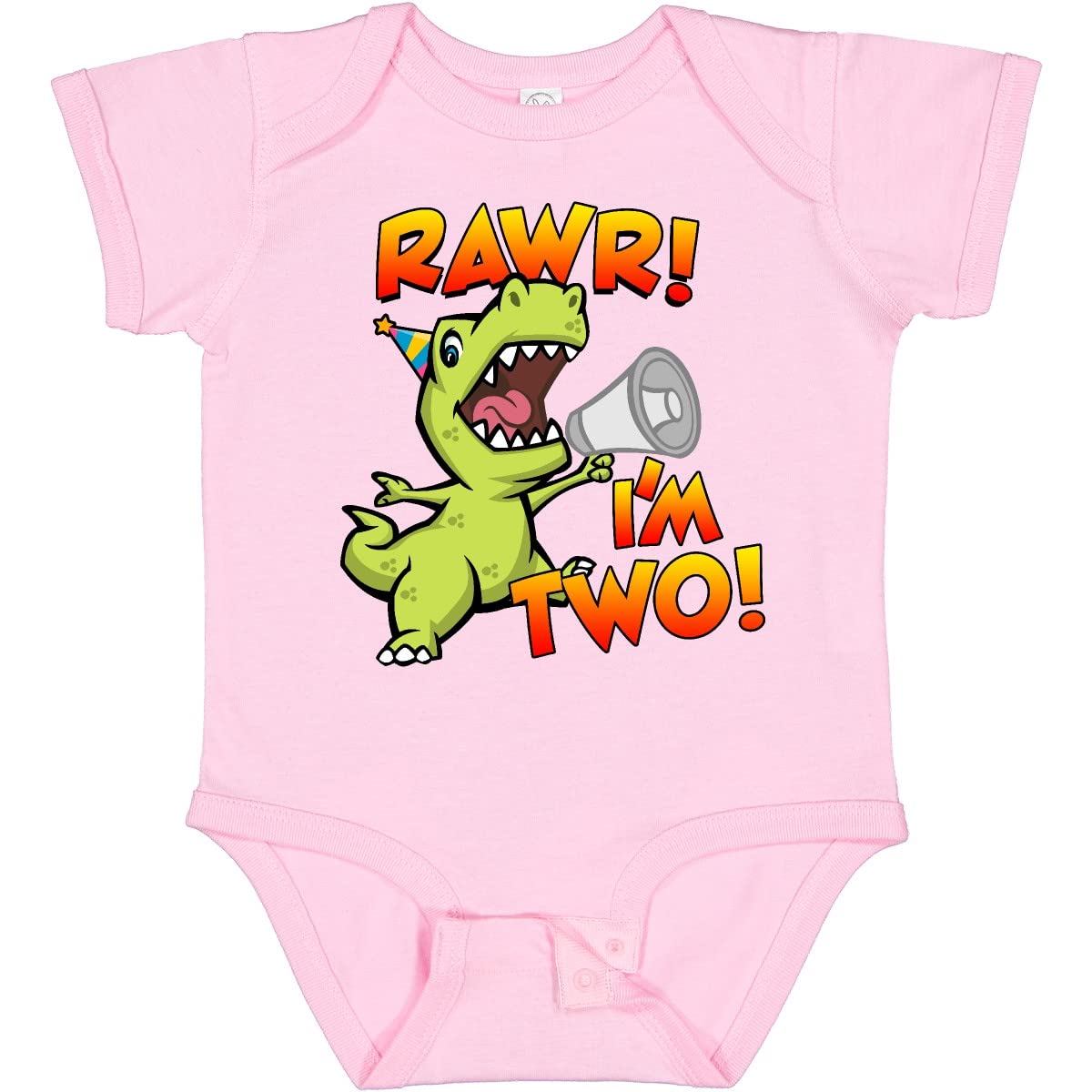 Inktastic Rawr I'm 2 Dinosaur Baby Bodysuit - Cute Dinosaur Themed Outfit for Toddler Birthday & Photo Shoots - Perfect for 2 Year Old Boys & Girls Gifts