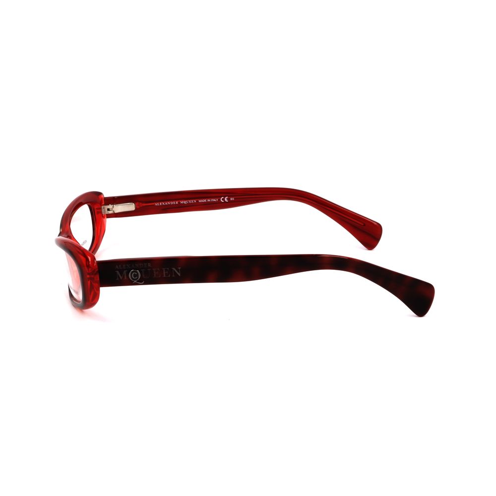 Alexander McQueen Red Acetate Sunglasses for Women - Stylish UV Protection Shades for Outdoor, Beach & Driving