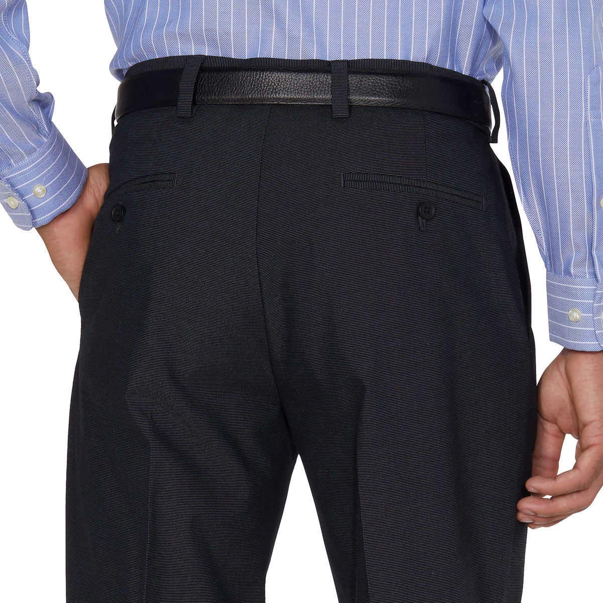Kirkland Signature Men's Non-Iron Comfort Stretch Dress Pants for Office & Business Travel - Wrinkle-Free Formal Work Pants with Comfort Fit