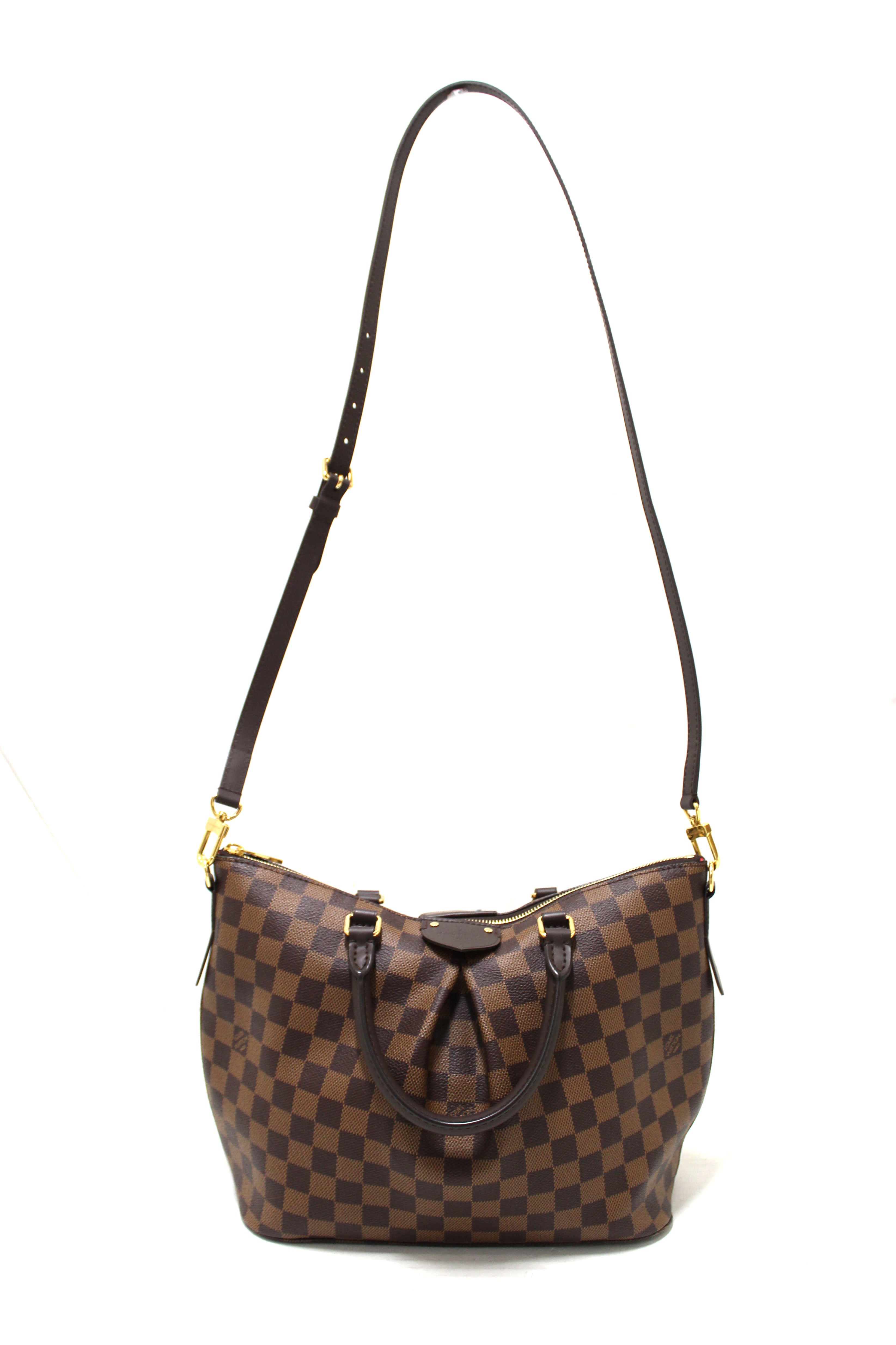 Authentic Louis Vuitton Damier Ebene Canvas Siena MM Handbag for Women - Luxury Designer Tote Bag with Shoulder Strap - Perfect for Work, Travel & Everyday Use