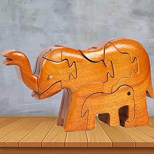 YOVQNMX Wooden Animal Puzzle Toys - Elephant Shape Brain Teaser Game for Kids, Montessori Learning & Educational Block Puzzle - Perfect for Birthday Gifts, Classroom Activities & Family Game Night