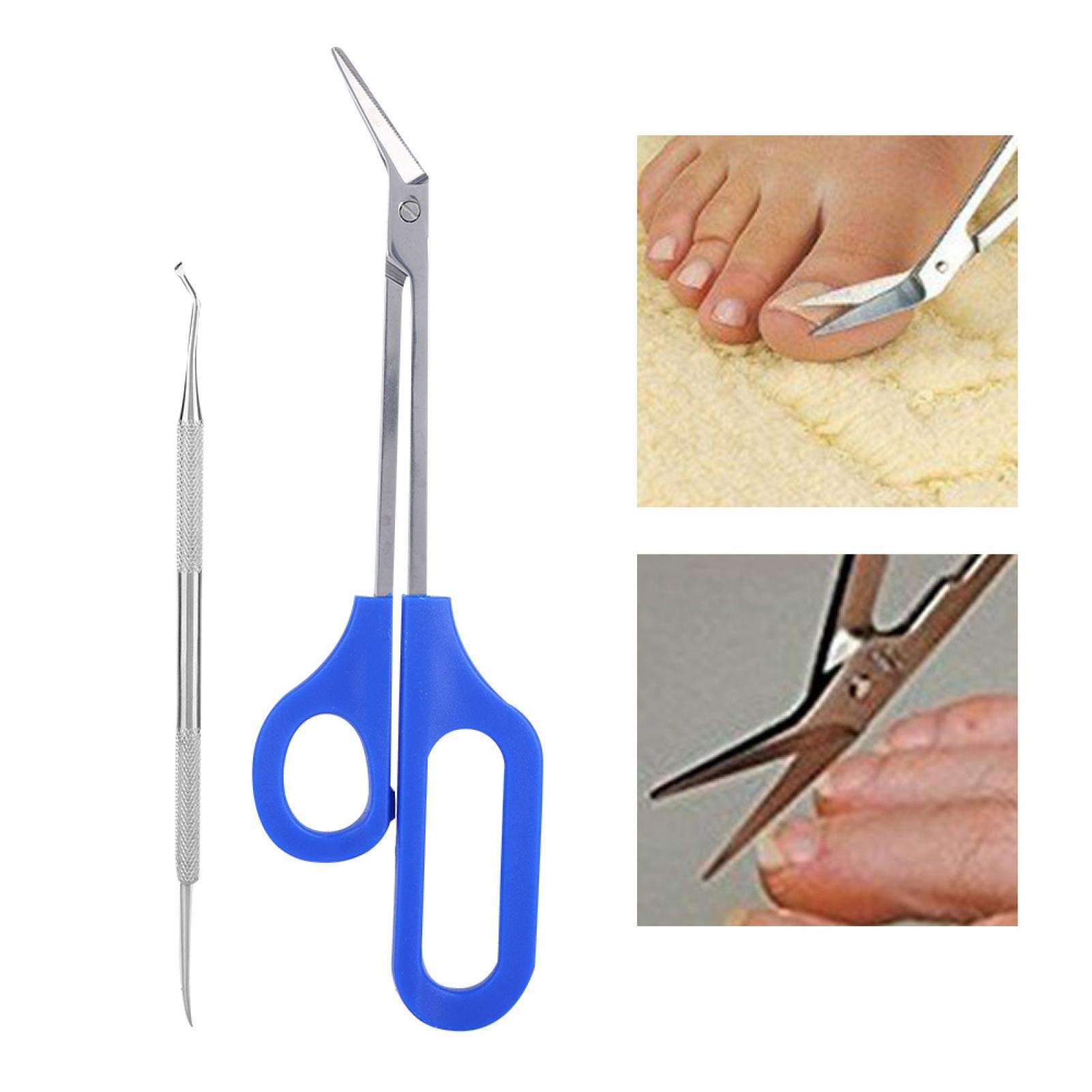 Premium Stainless Steel Toe Nail Clippers for Thick & Ingrown Toenails - Ergonomic Grip Handle Nail Clipper Set with Nail Scissors & File - Ideal for Seniors, Men & Adults - Perfect for Home Pedicure & Foot Care