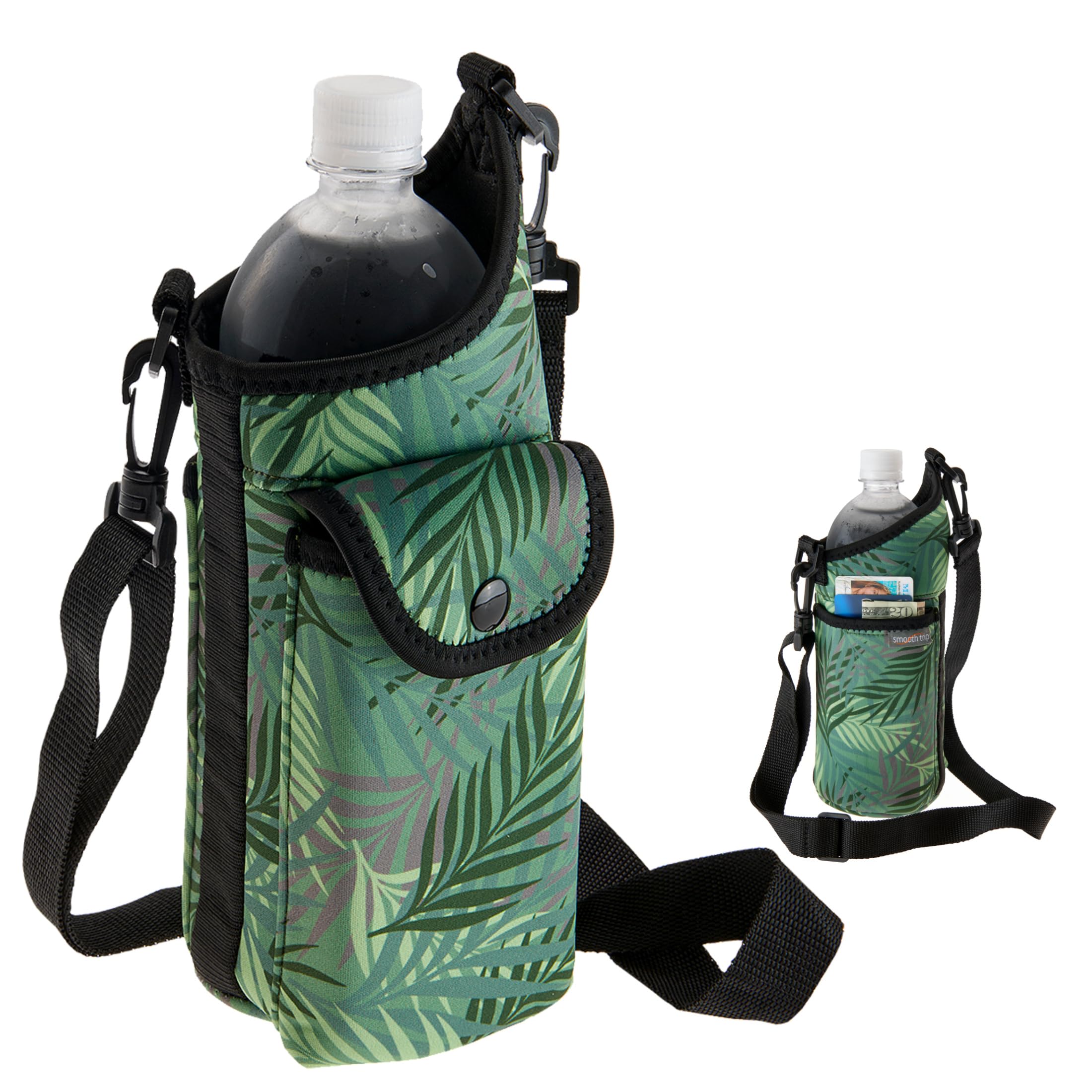 **Insulated Neoprene Water Bottle Holder with Adjustable Strap & Phone Pouch - Fits 32 oz Bottles for Hiking, Walking, Gym & Outdoor Activities**