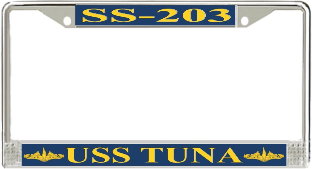 USS Tuna SS-203 Military Officer License Plate Frame - Durable Metal Car Accessory for Navy Veterans & Patriotic Drivers