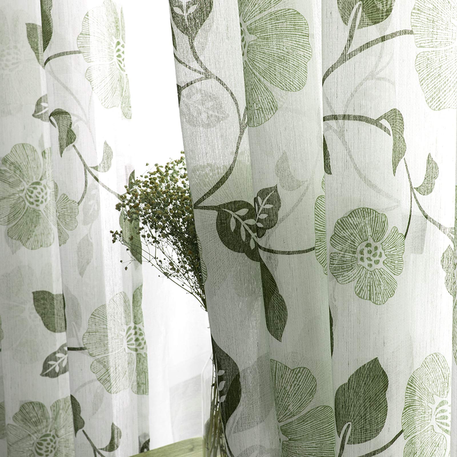 MRTREES Sheer Printed Valance Curtains for Kitchen & Bathroom Windows - Modern Rod Pocket Voile Window Treatment for Basement & Living Room (1 Pack, 54