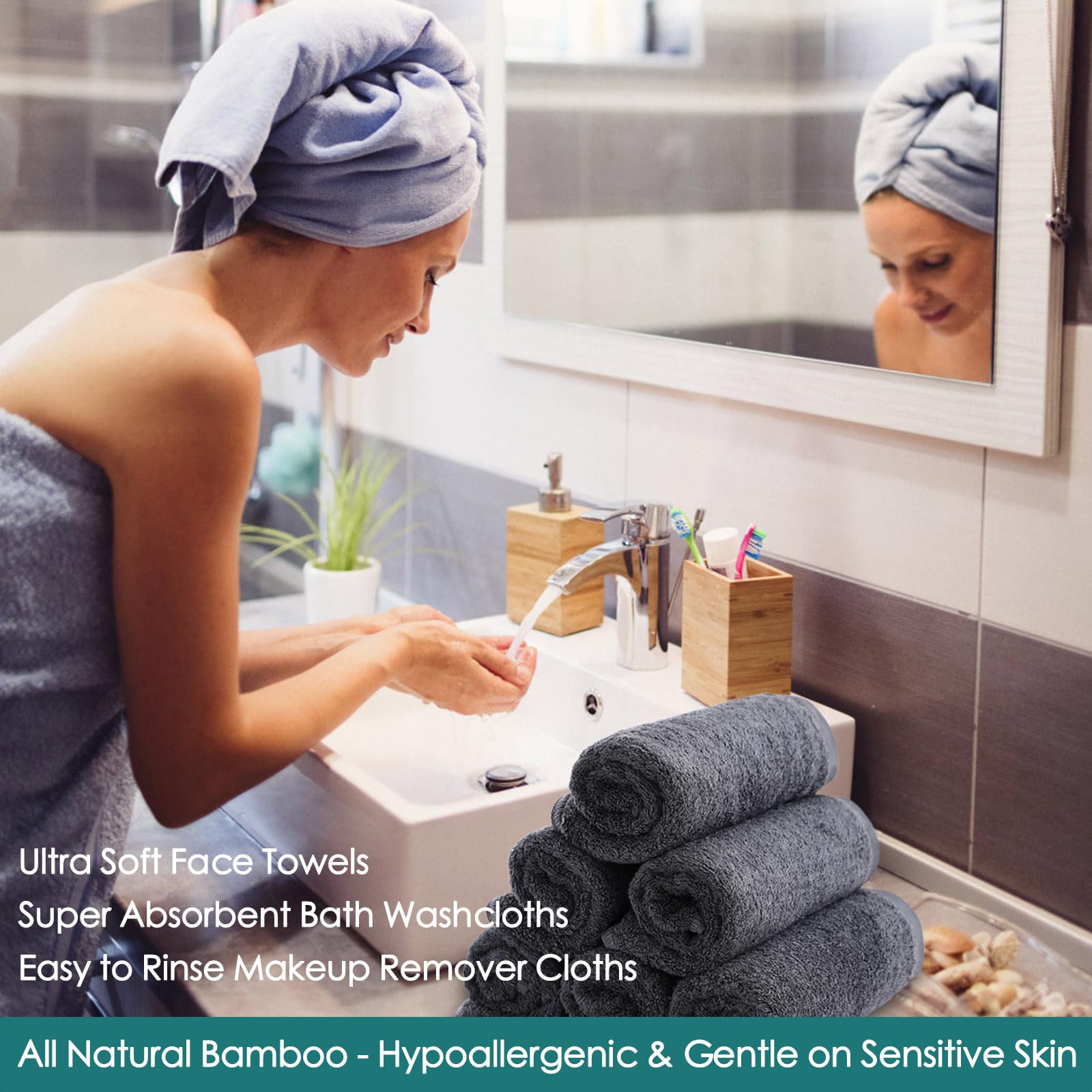6 Pack Reusable Makeup Remover Washcloths | 13x13 Inch Soft Face & Body Towels | Gentle on Sensitive Skin | Quick-Dry Facial Cleaning Cloths for Daily Skincare & Travel