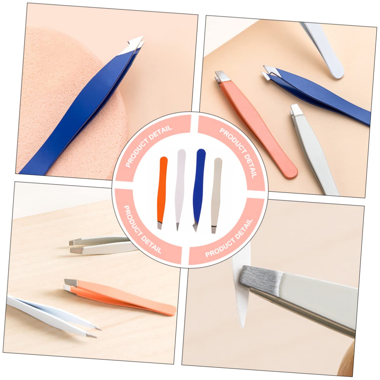 Precision Stainless Steel Eyebrow Tweezers Set of 4 - Professional Eyebrow Shaping & Grooming Tools for Perfect Brows at Home or Salon